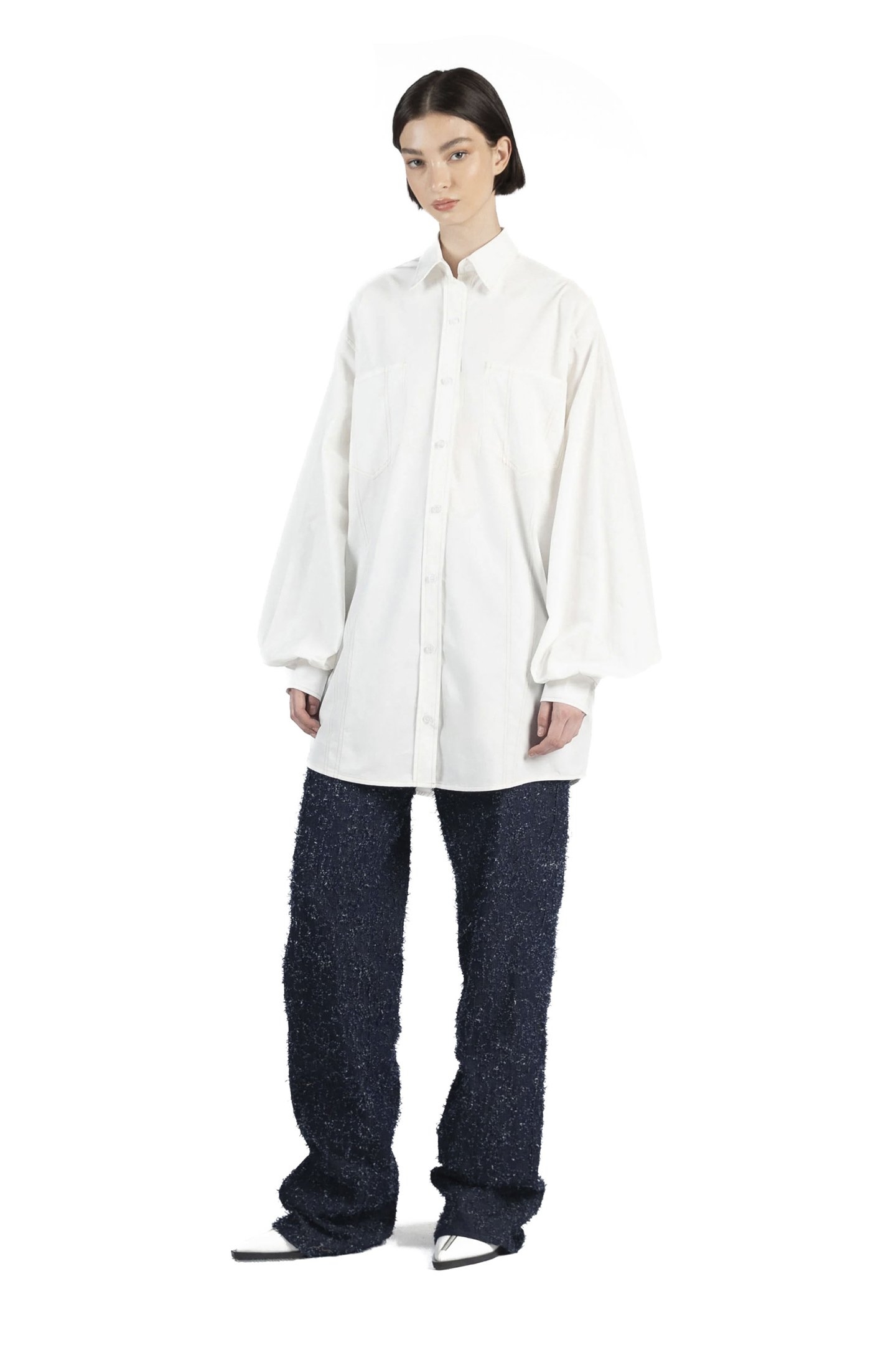 OVERSIZED SHIRT WITH STITCHES CORSET WHITE 2