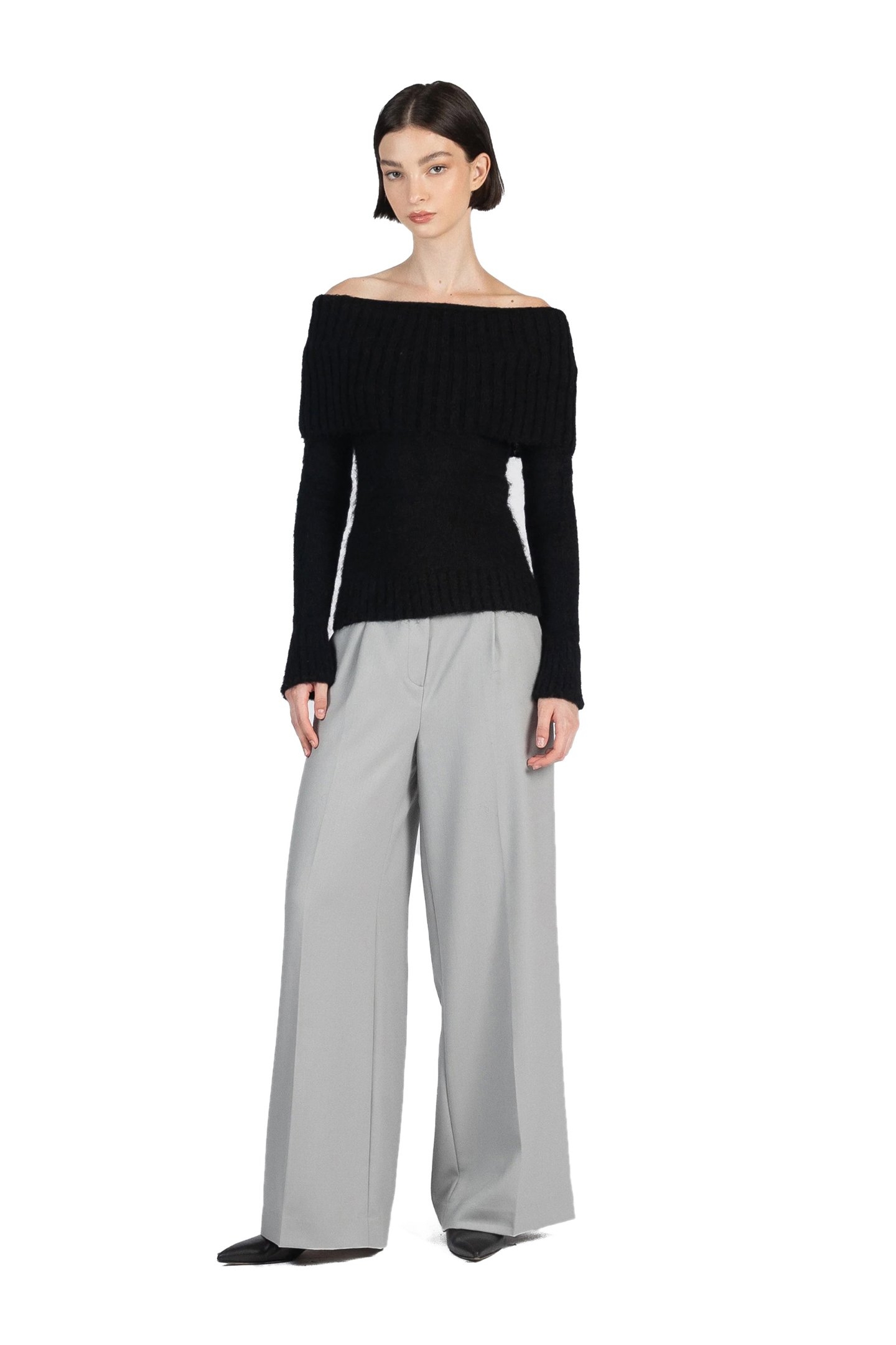MOHAIR OFF SHOULDER JUMPER BLACK 1