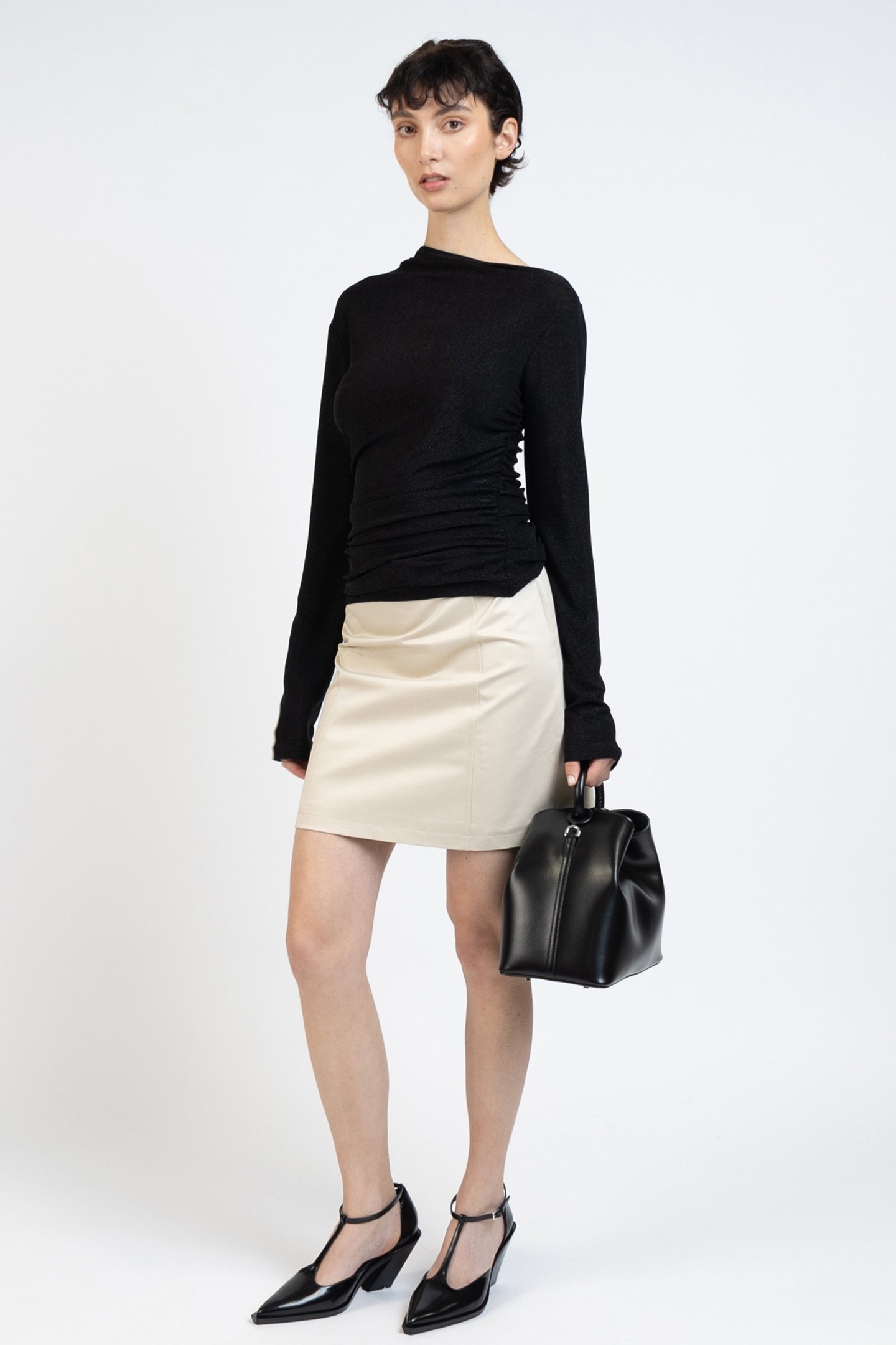 GABARDINE MINI SKIRT BEIGE 4