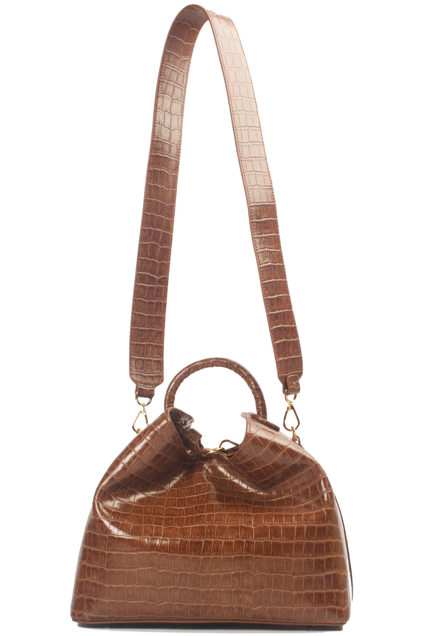 RAISIN CROCO-PRINT EMBOSSED LEATHER COGNAC 2