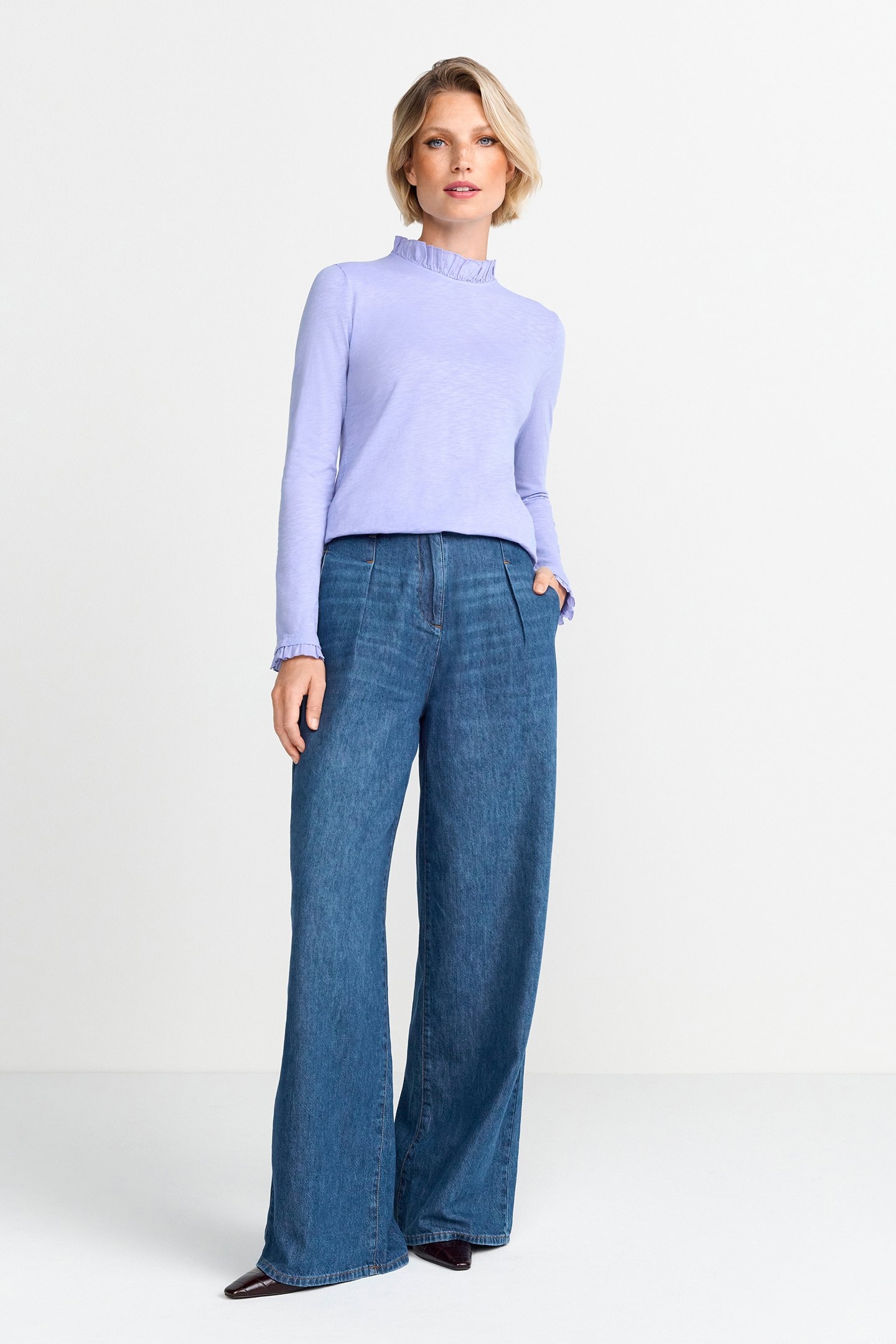 ORGANIC SLUB FRILL LONGSLEEVE FROSTY LAVENDER 2