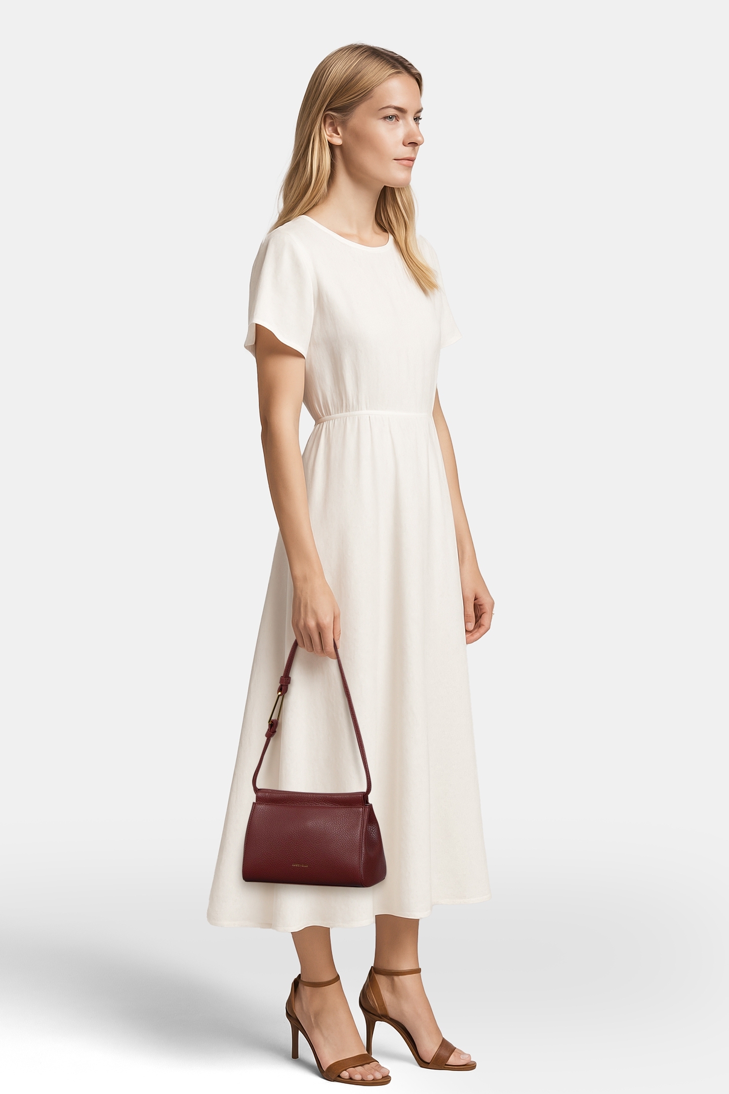 MINI SHOULDER BAG IN GRAINED LEATHER IN BRANDY 1