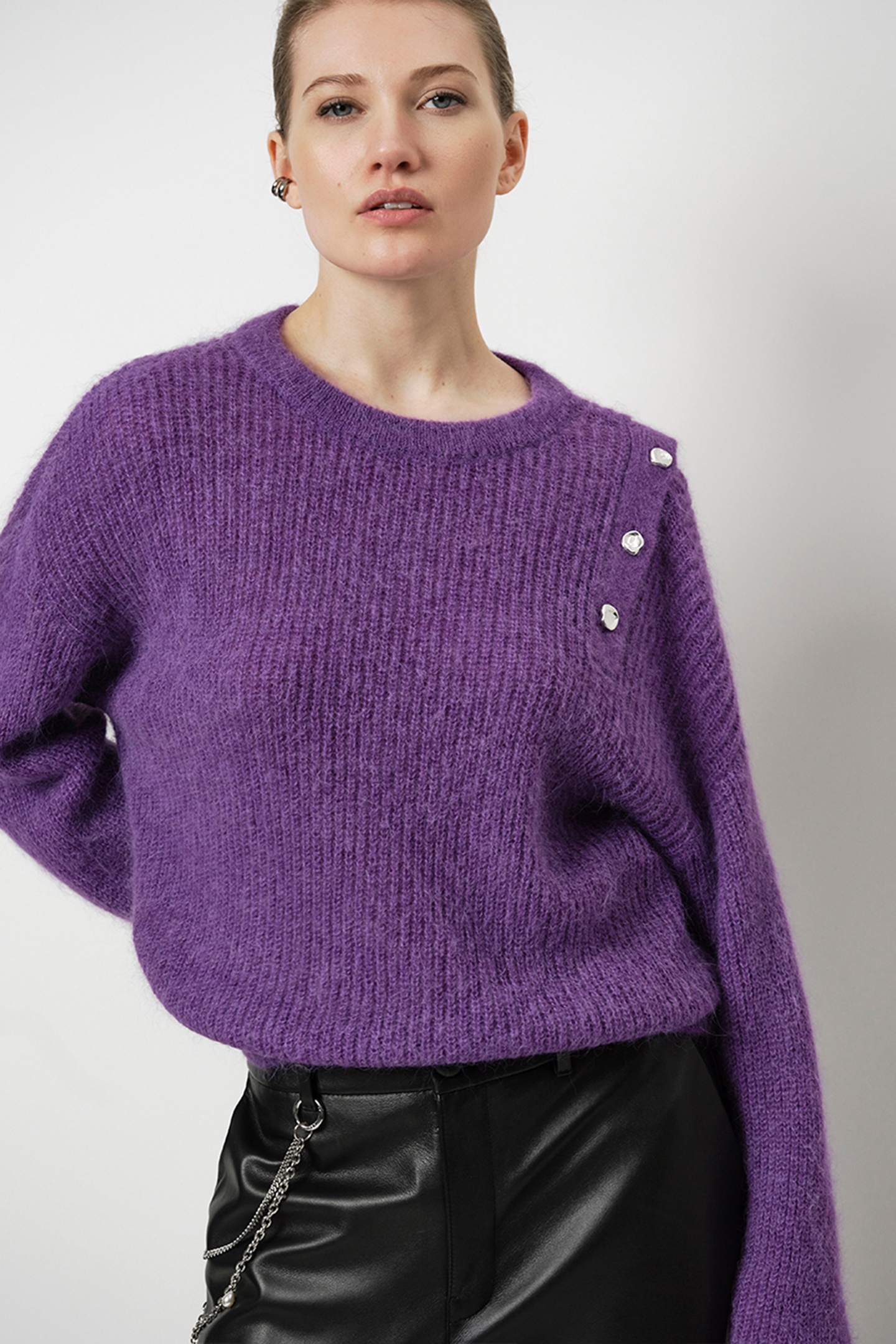 BRUNI FANCY BUTTON SWEATER ELECTRIC PURPLE 5