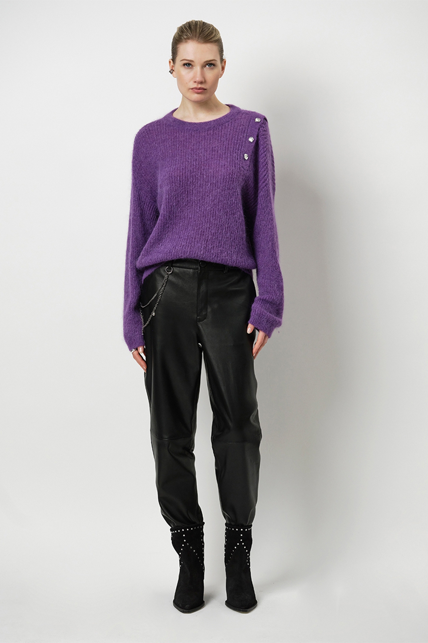 BRUNI FANCY BUTTON SWEATER ELECTRIC PURPLE 2