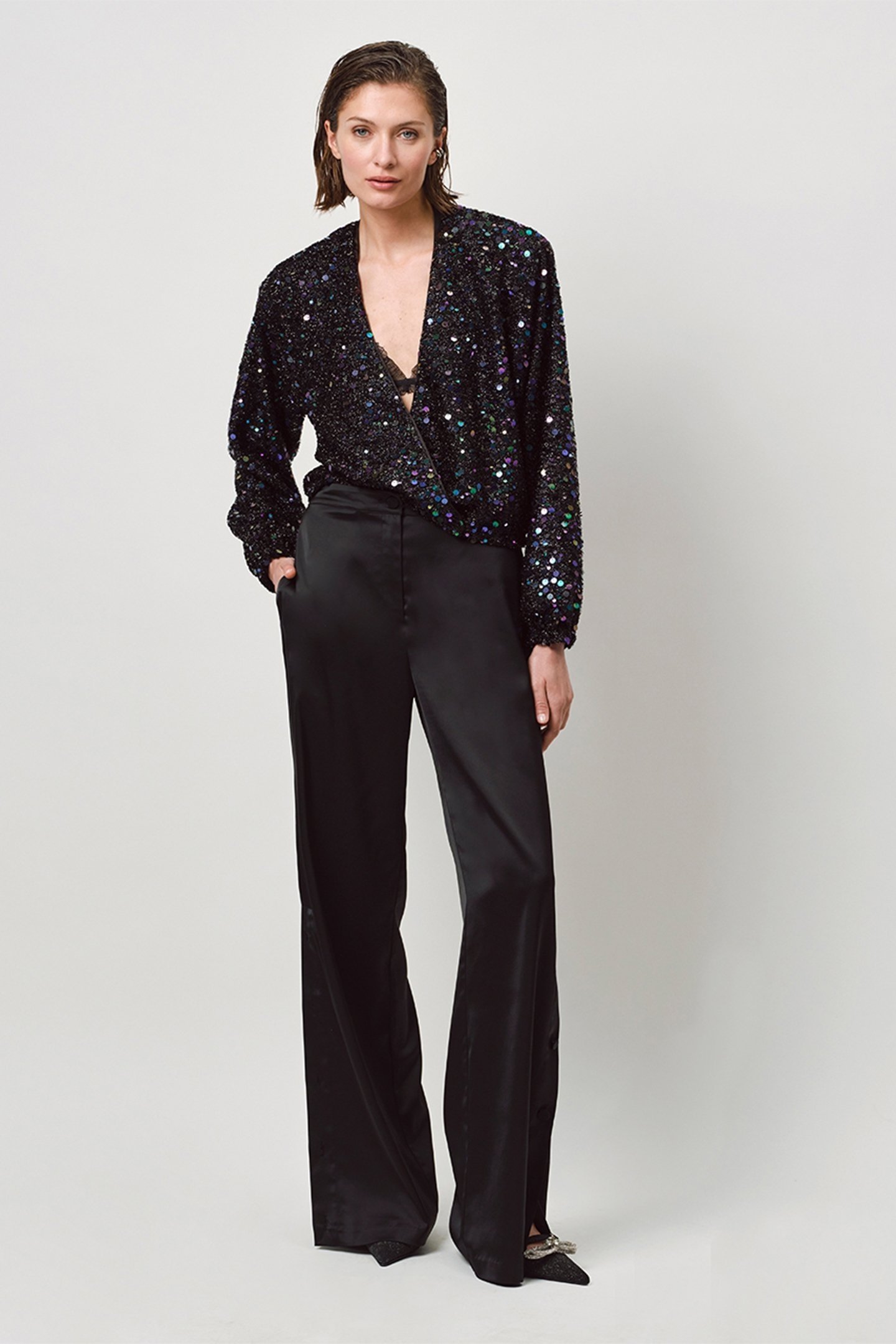 MAISA SEQUINS BLOUSON RAVEN 1