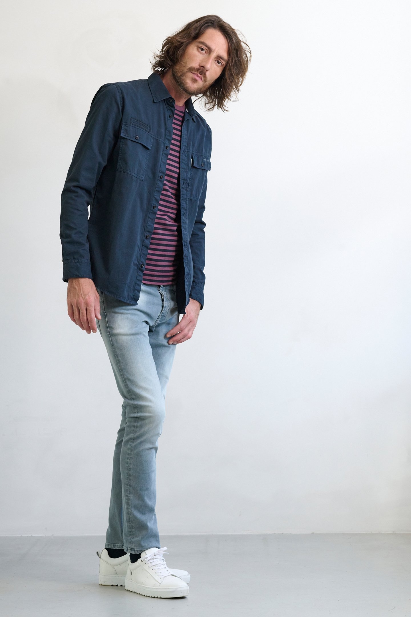 J.C. RAGS ROWAN CASUAL OVERHEMD LANGE MOUW SKY CAPTAIN 3