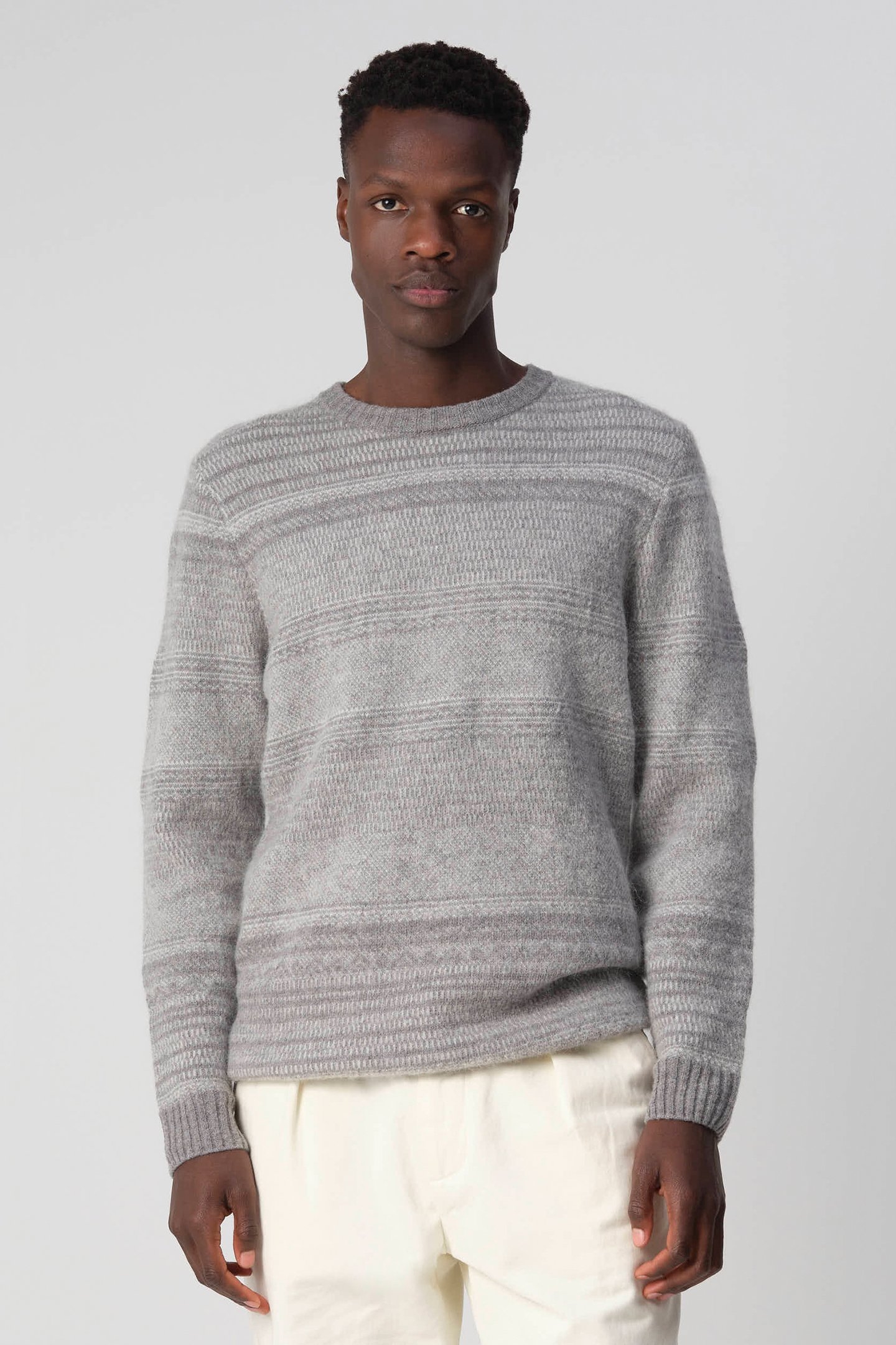 J.C. RAGS RAINER TRUI RONDE HALS LICHTGRIJS STREEP 1