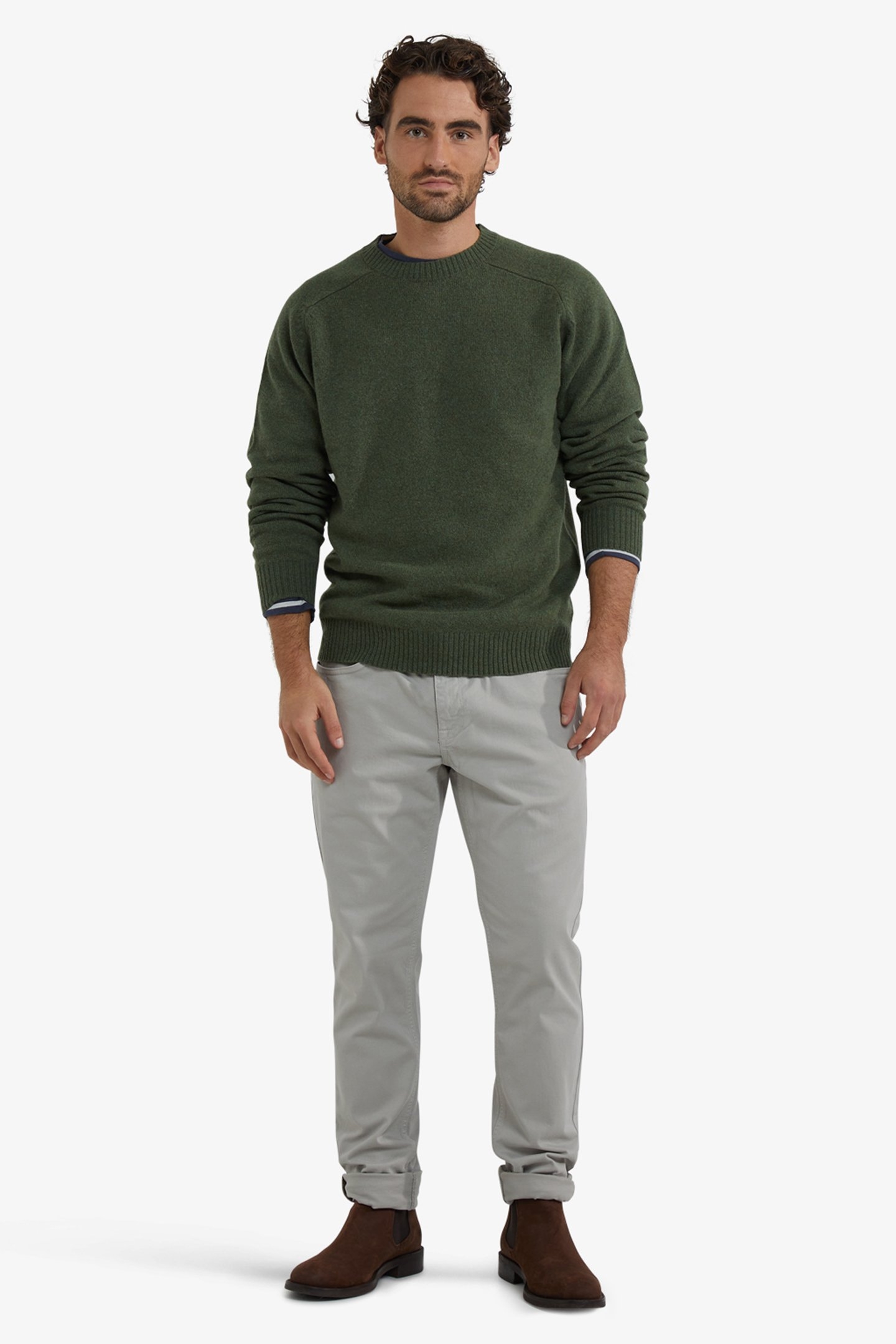 LAMBSWOOL CREW NECK SWEATER WINTER SAGE 2