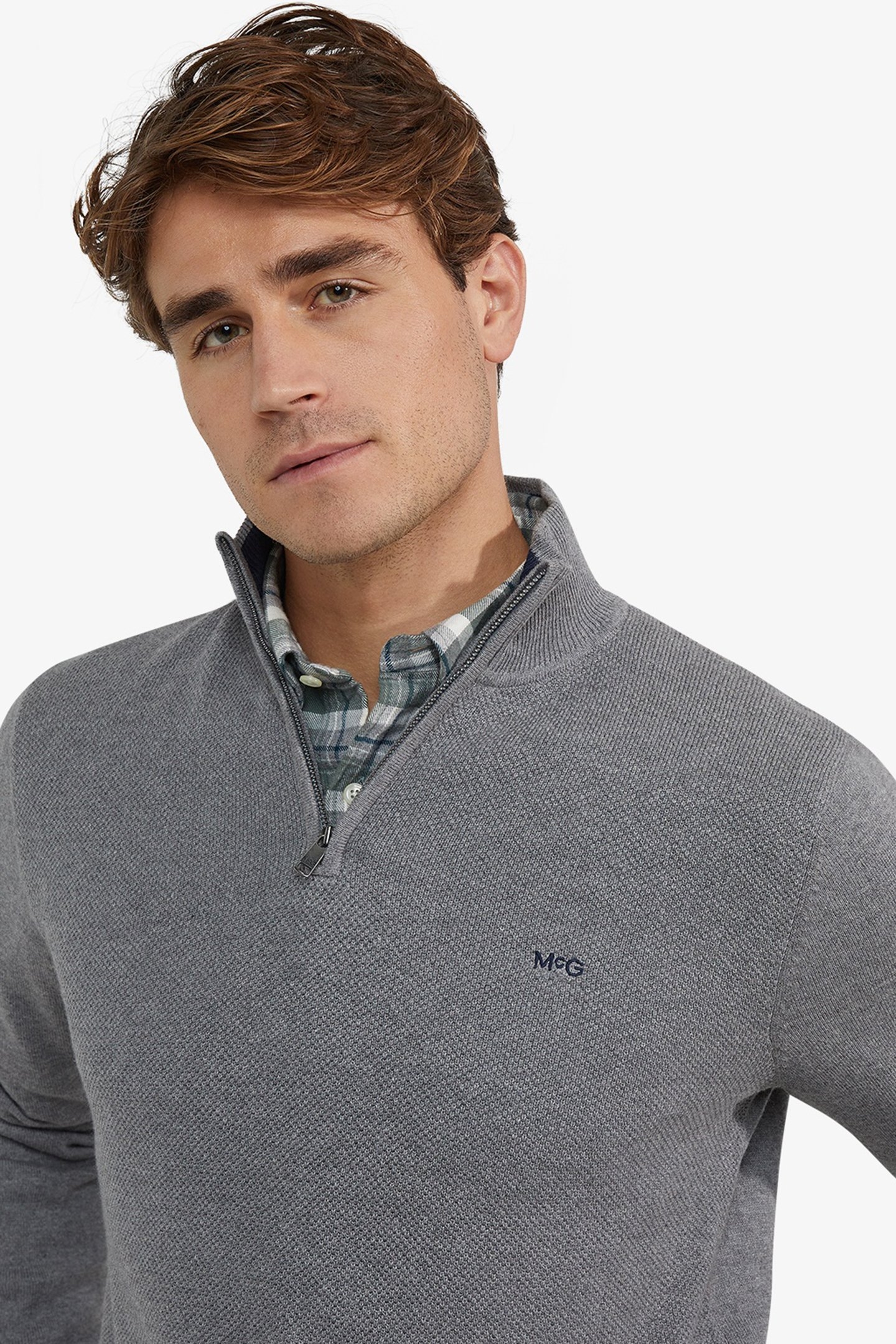 ZIP MOCK SWEATER MEDIUM GREY MELANGE 4