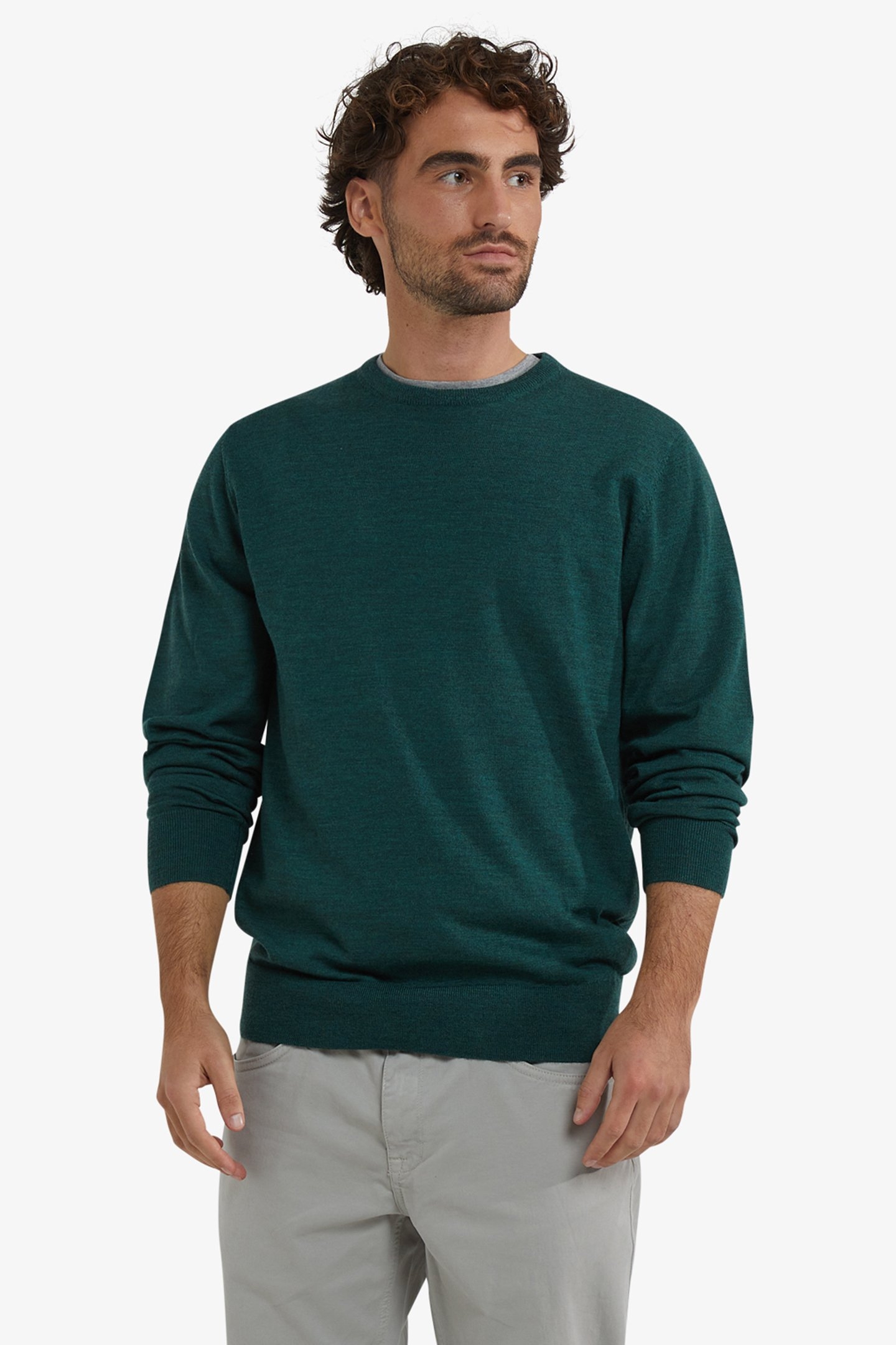 FINE MERINO C-NECK SWEATER WINTER SAGE 1