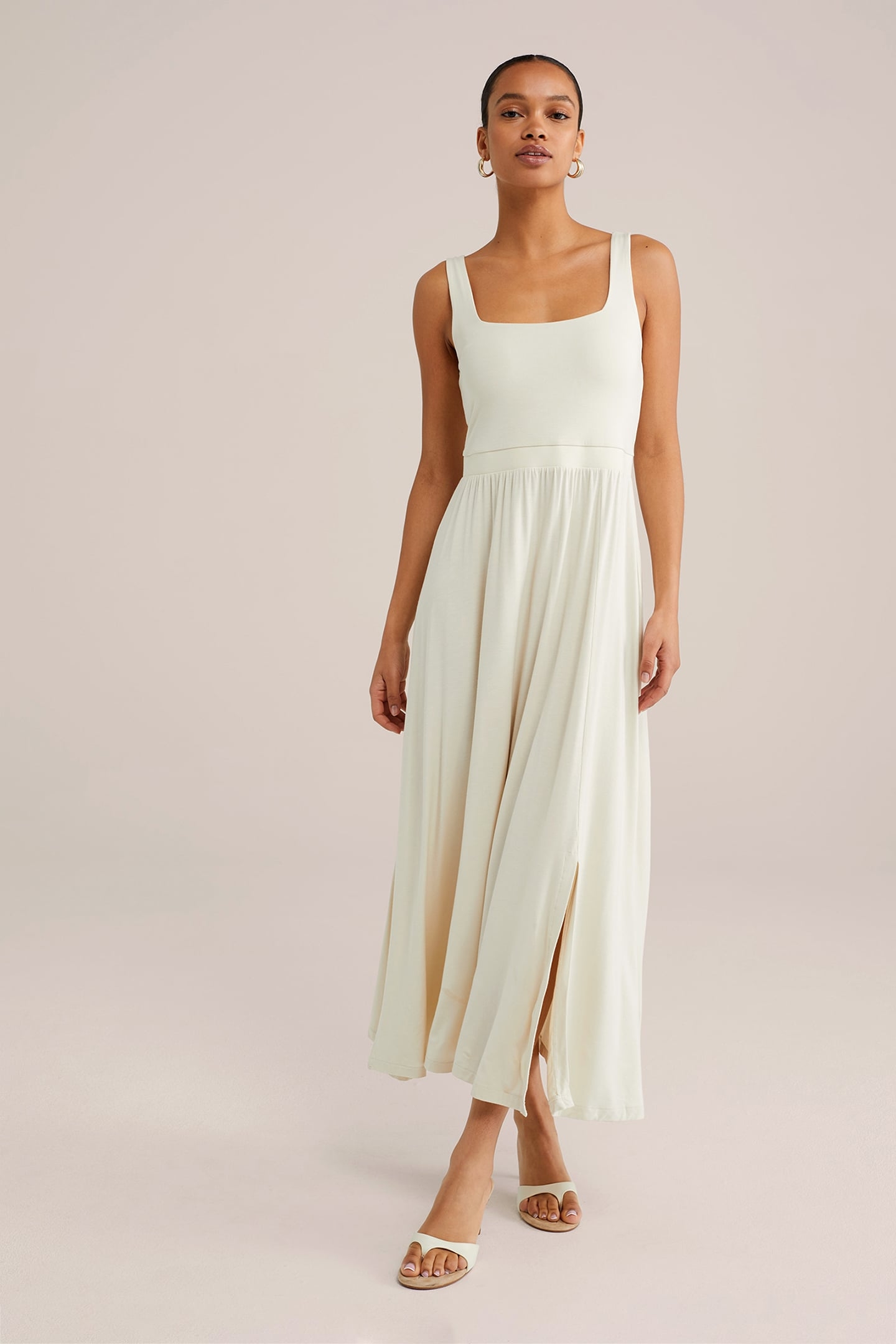 DRESS MID LENGTH BEIGE 1