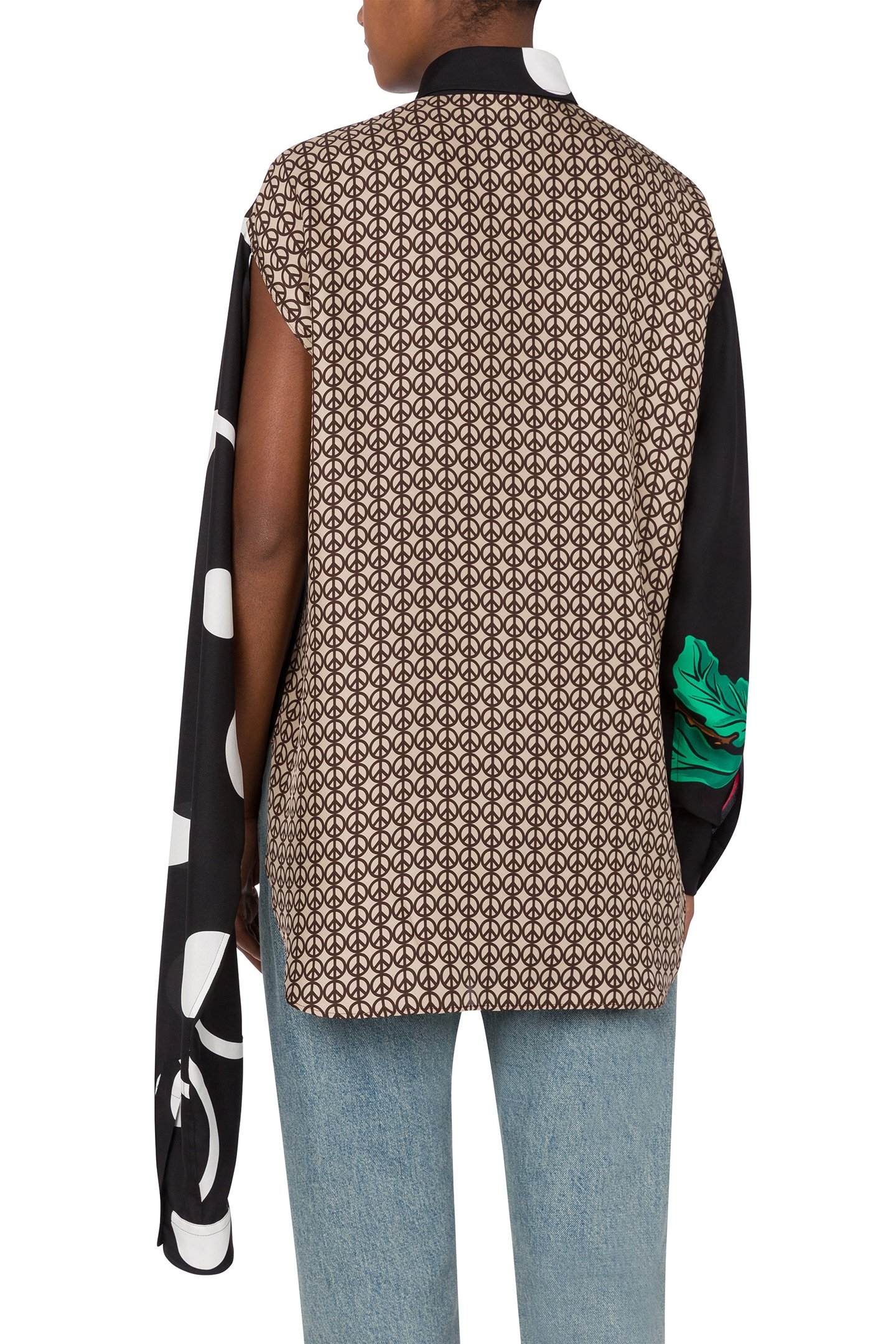 PATCHWORK SILK TWILL SHIRT BROWN 2