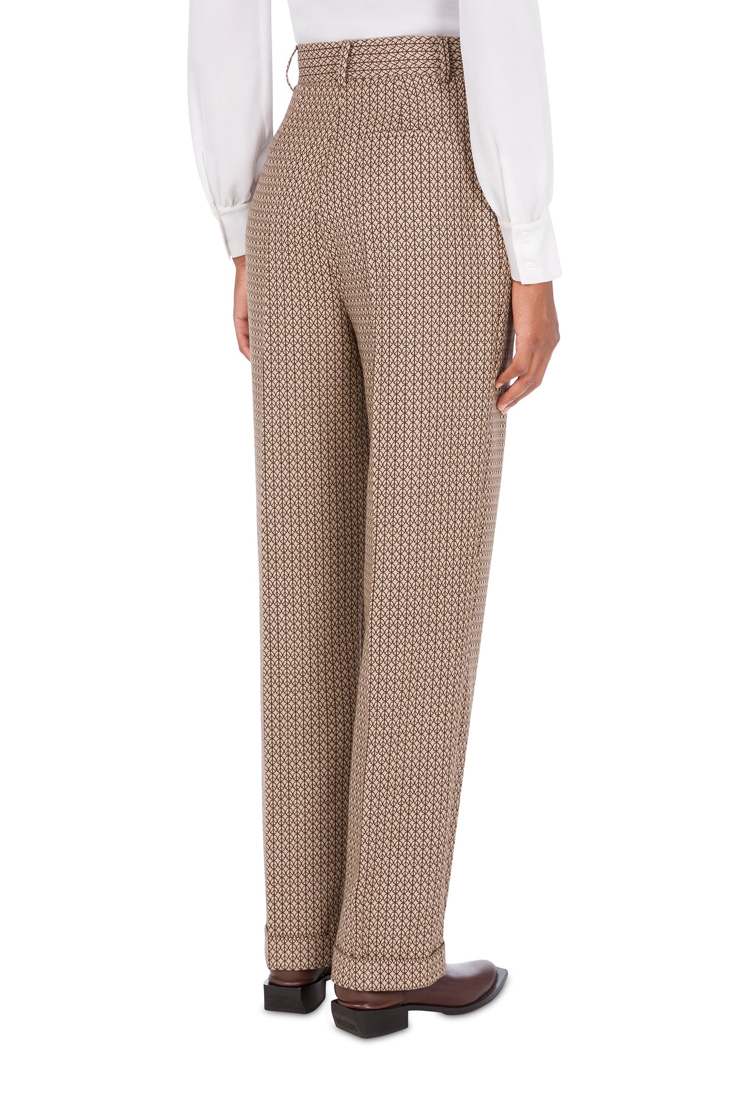 PEACE JACQUARD WOOL TROUSERS BEIGE 2