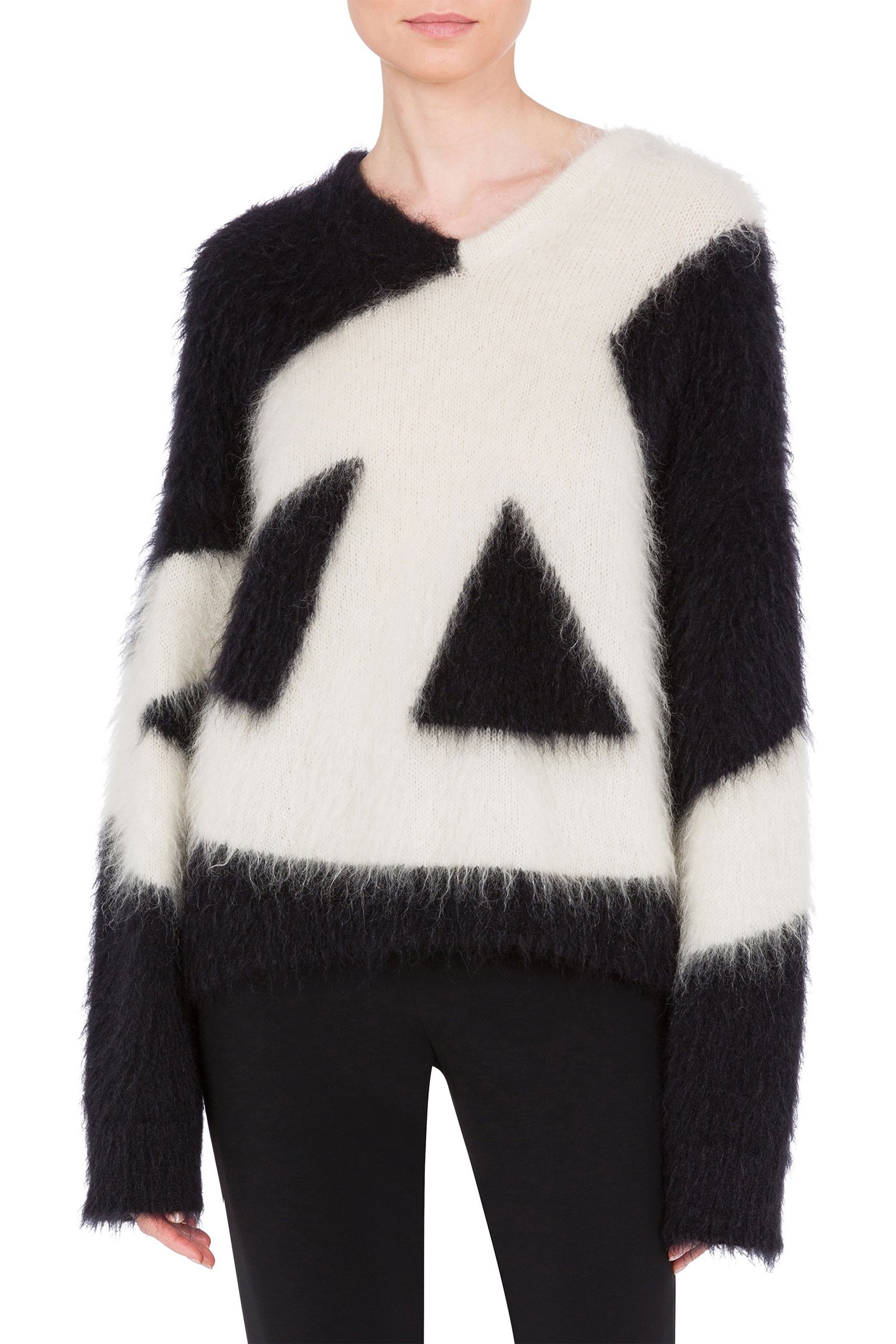 PEACE BRUSHED MOHAIR PULLOVER BLACK 1