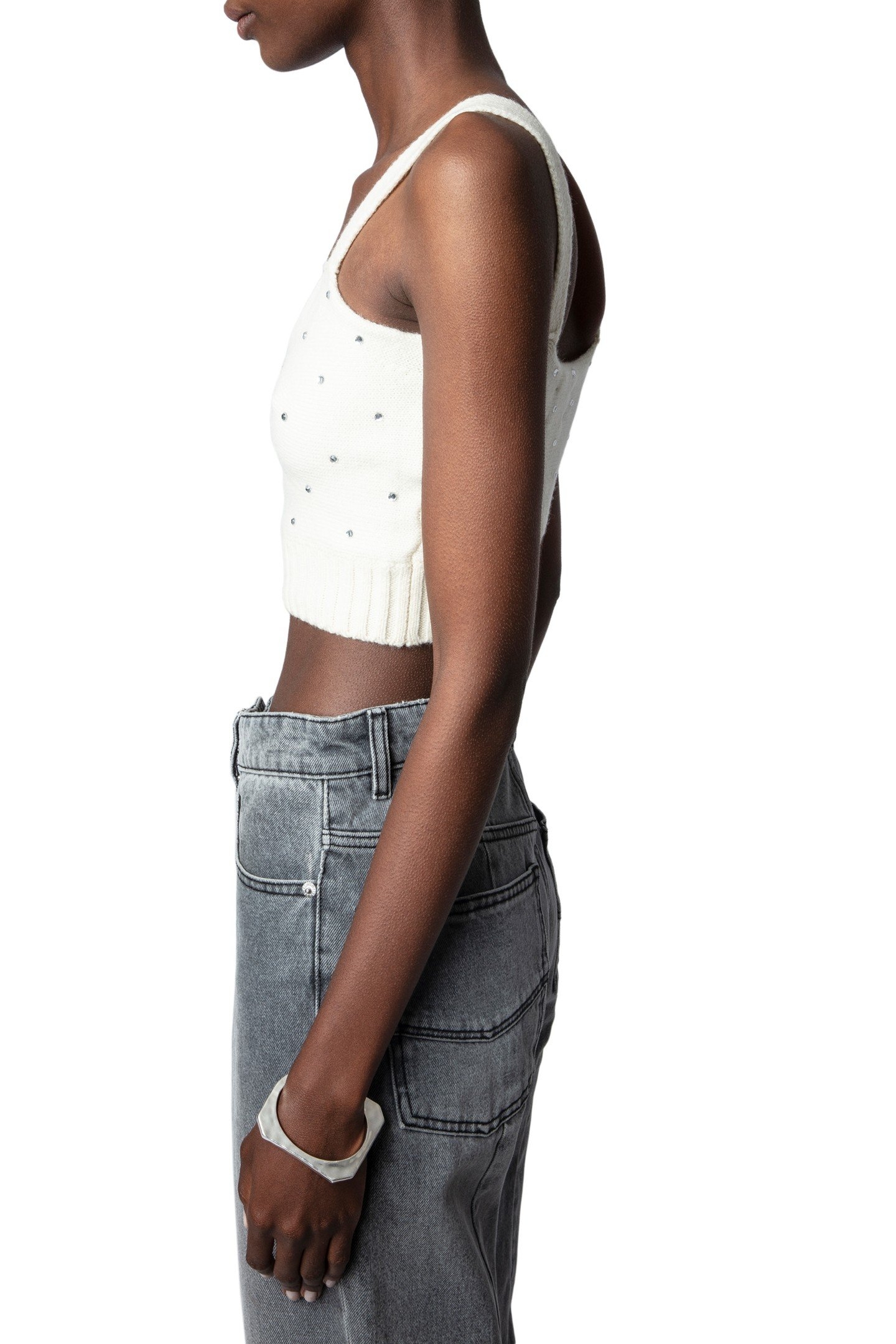 BETTINA CASHMERE WOOL STRASS TOP ECRU 3