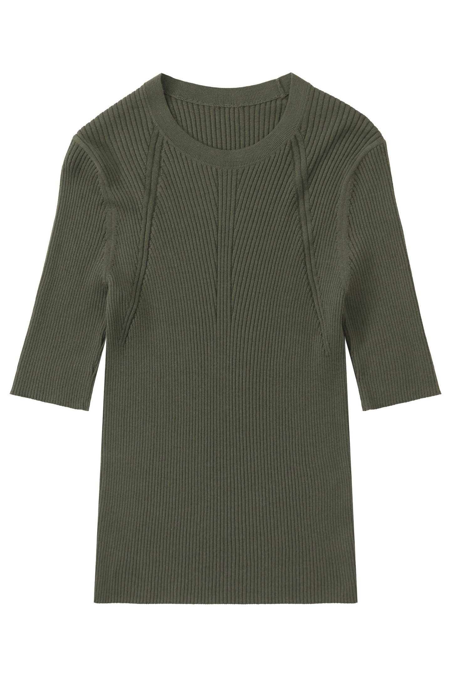 CREW NECK SHORT SLEEVE KNITS ARMY GREEN 7
