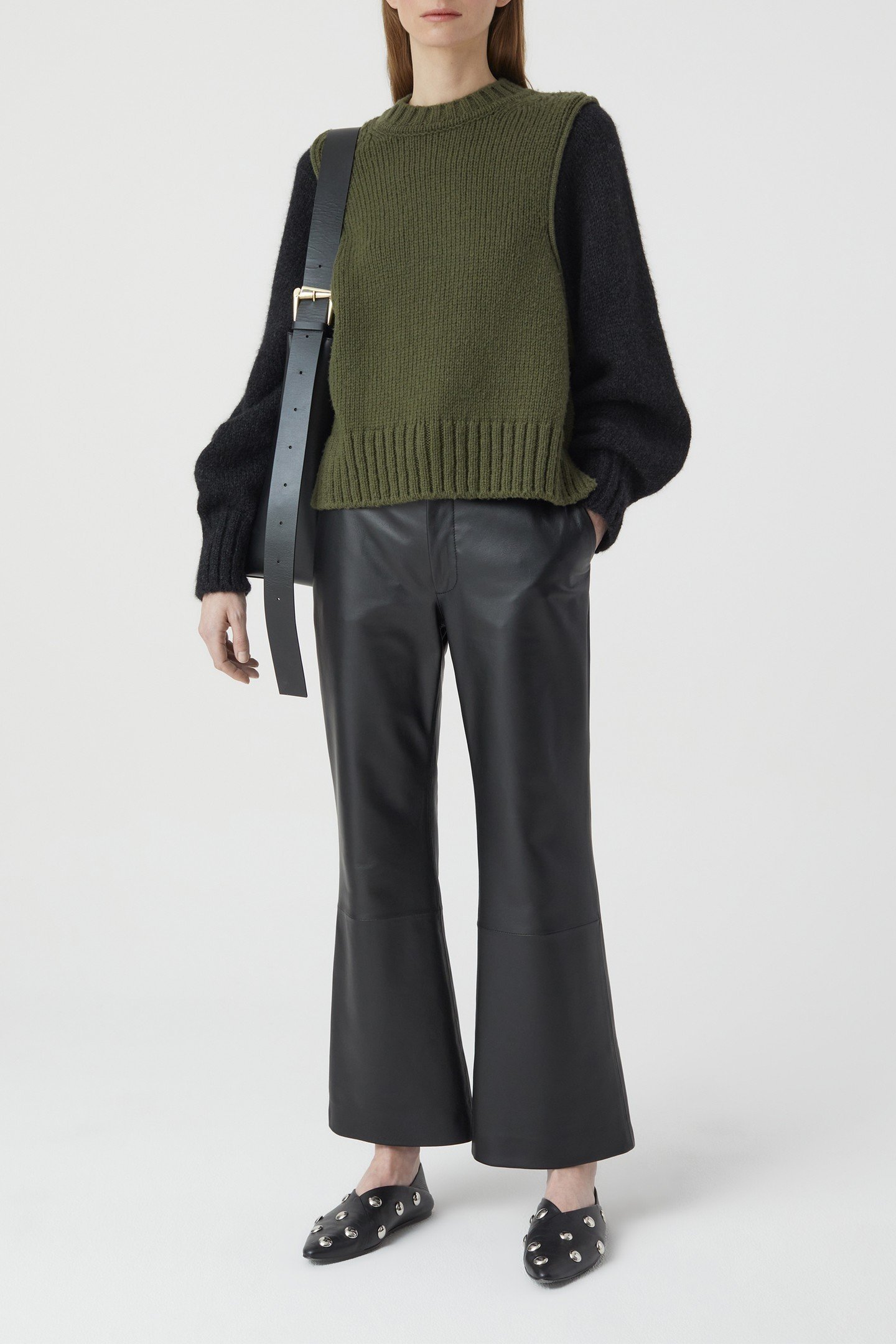 CREW NECK LONG SLEEVE KNITS INDUSTRIAL GREEN 1