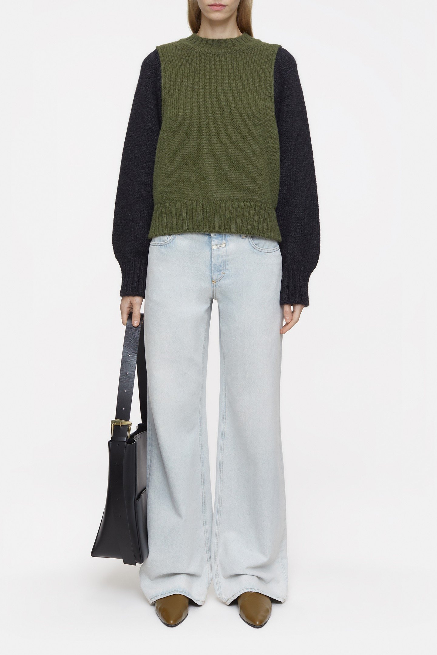 CREW NECK LONG SLEEVE KNITS INDUSTRIAL GREEN 3