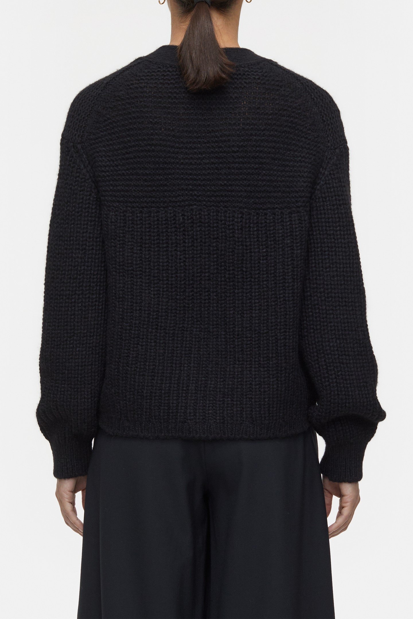 V CARDIGAN LONG SLEEVE KNITS BLACK 3