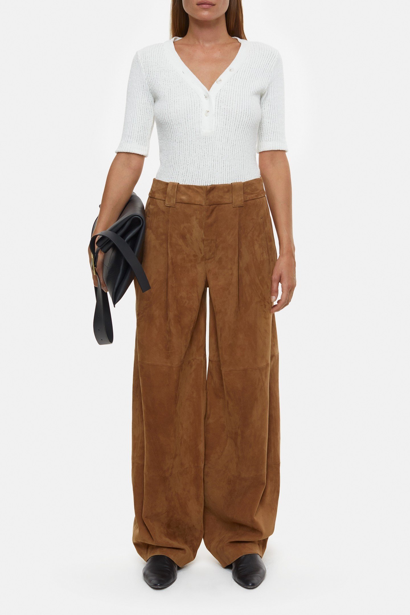 HALF PLACKET V NECK T-SHIRTS IVORY 1