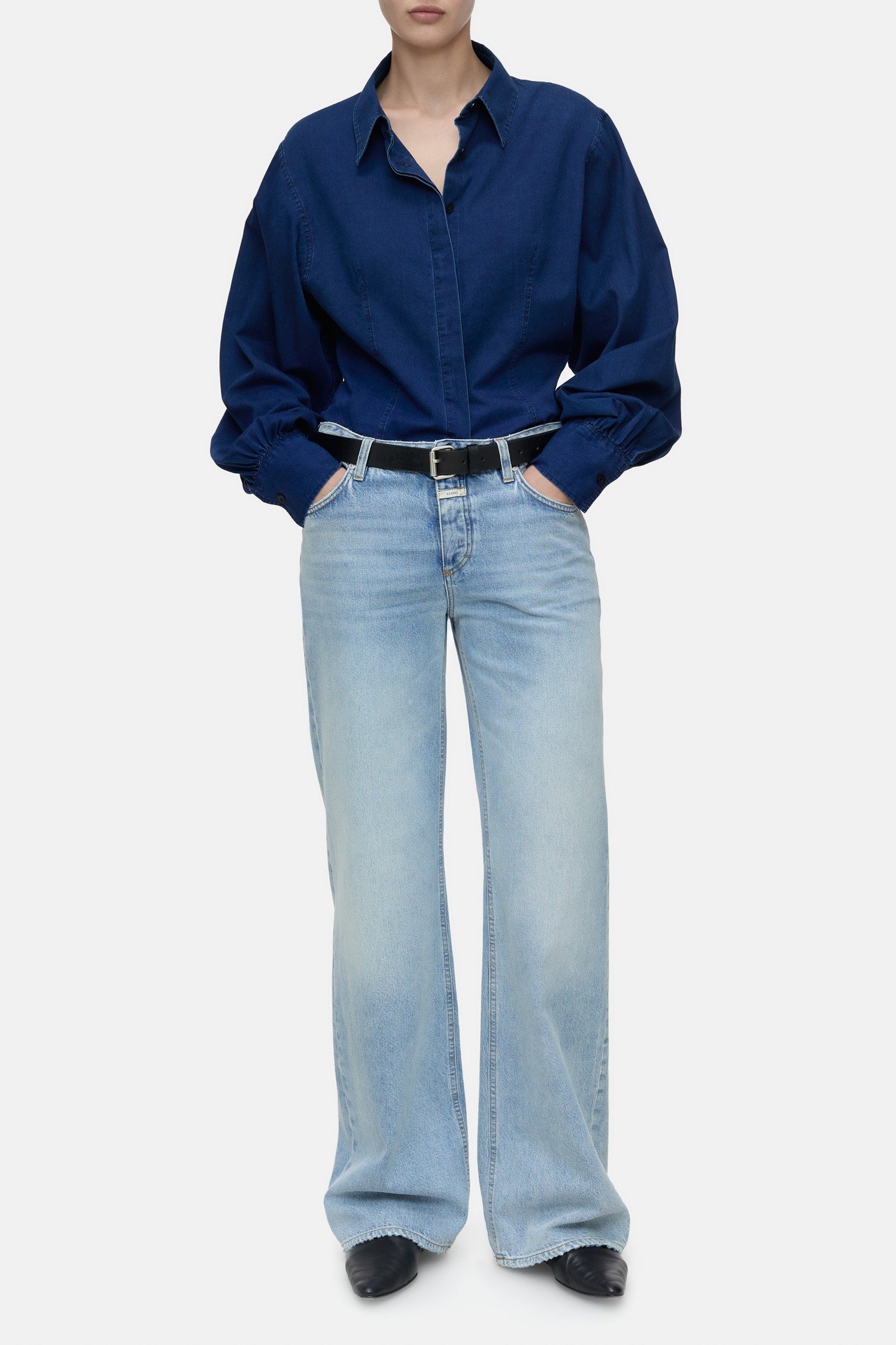CROPPED BLOUSE SHIRT DARK BLUE 2
