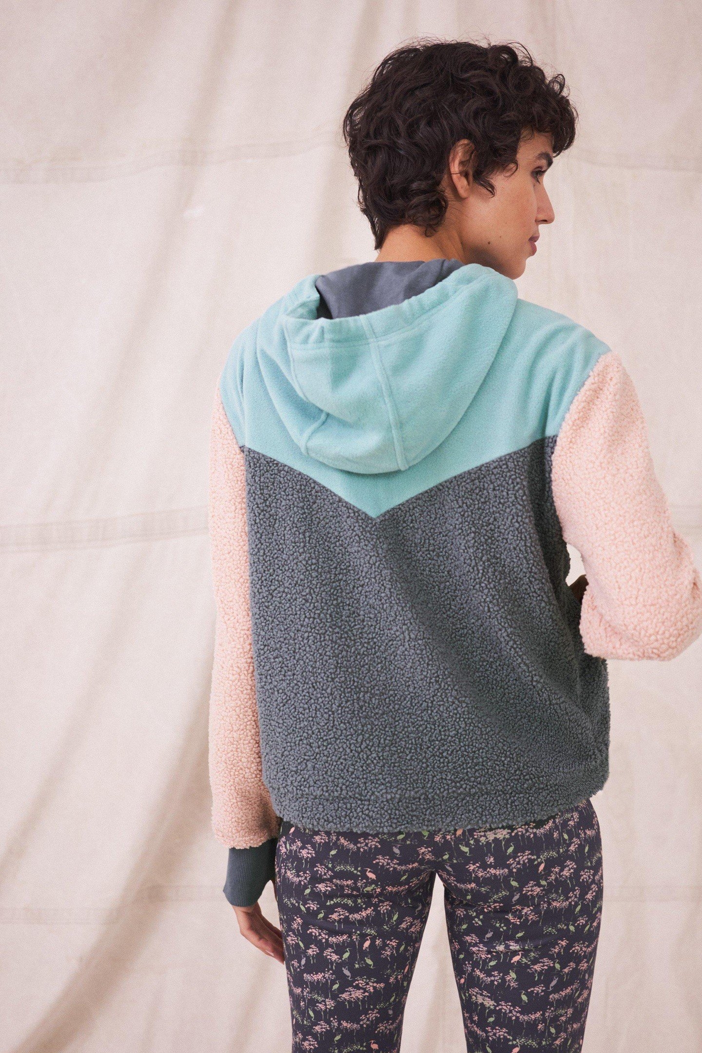 COLOURBLOCK BORG HOODIE BLUE MULTI 2