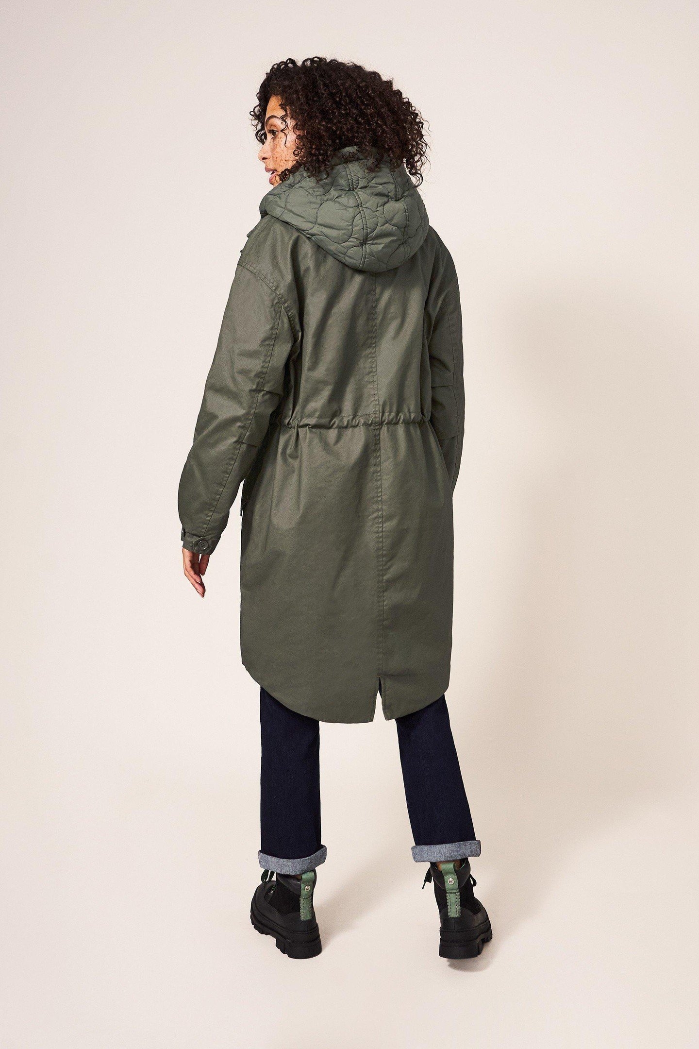 RILEY COATED COTTON PARKA KHAKI GREEN 1