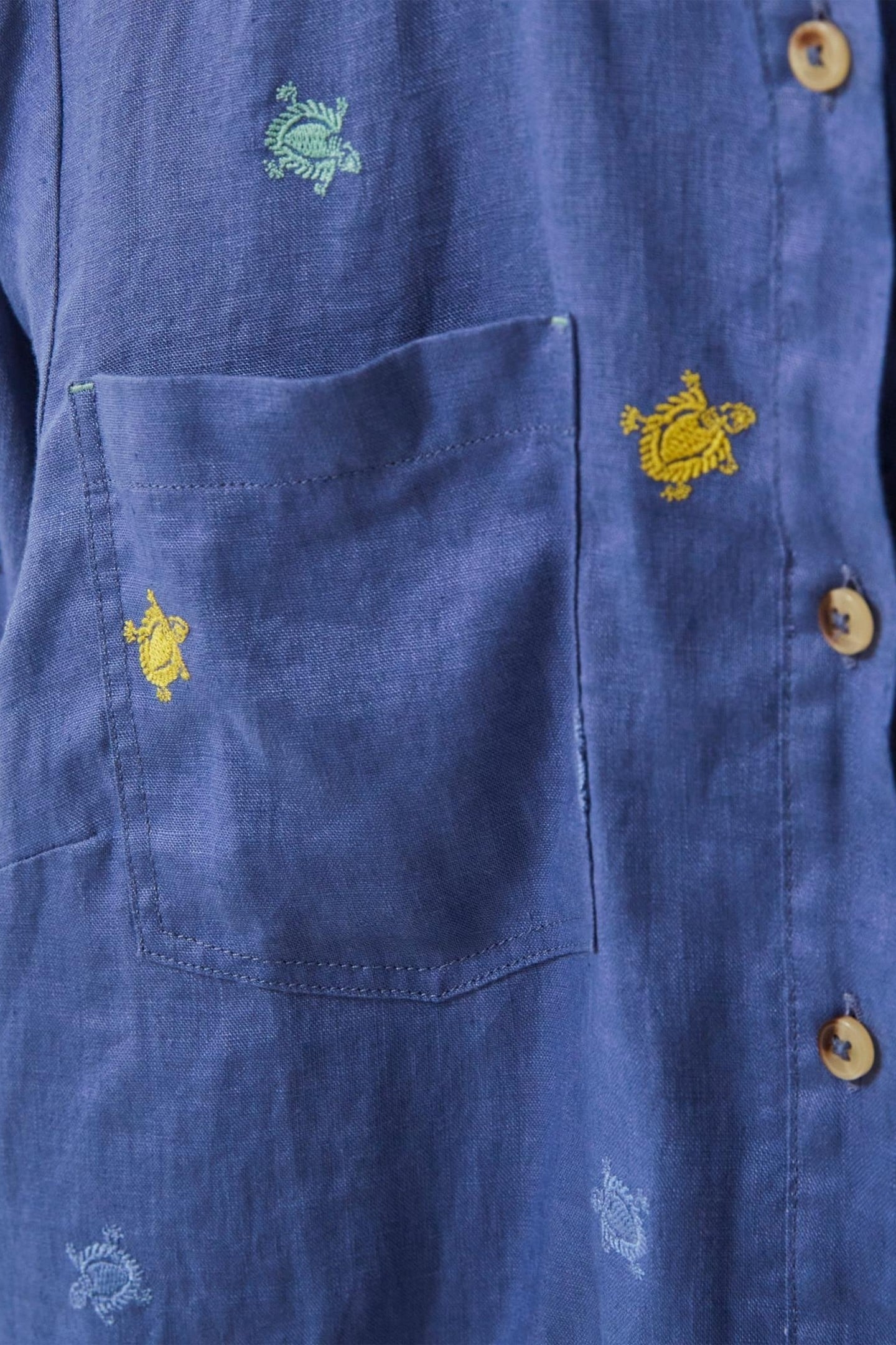 LAYLA EMB LINEN SHIRT BLUE MULTI 4