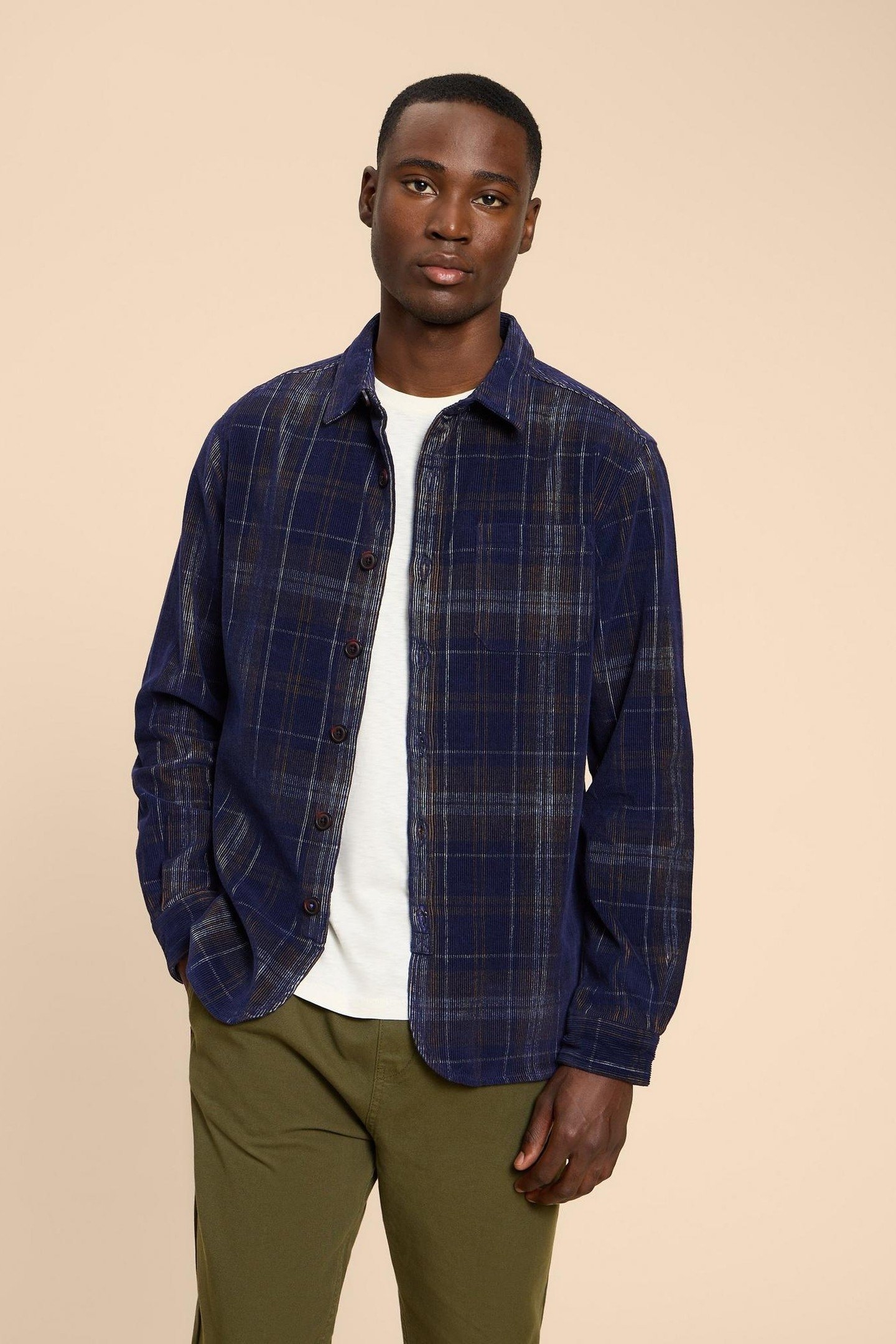 WHITWICK CORD CHECK SHIRT DARK NAVY 3