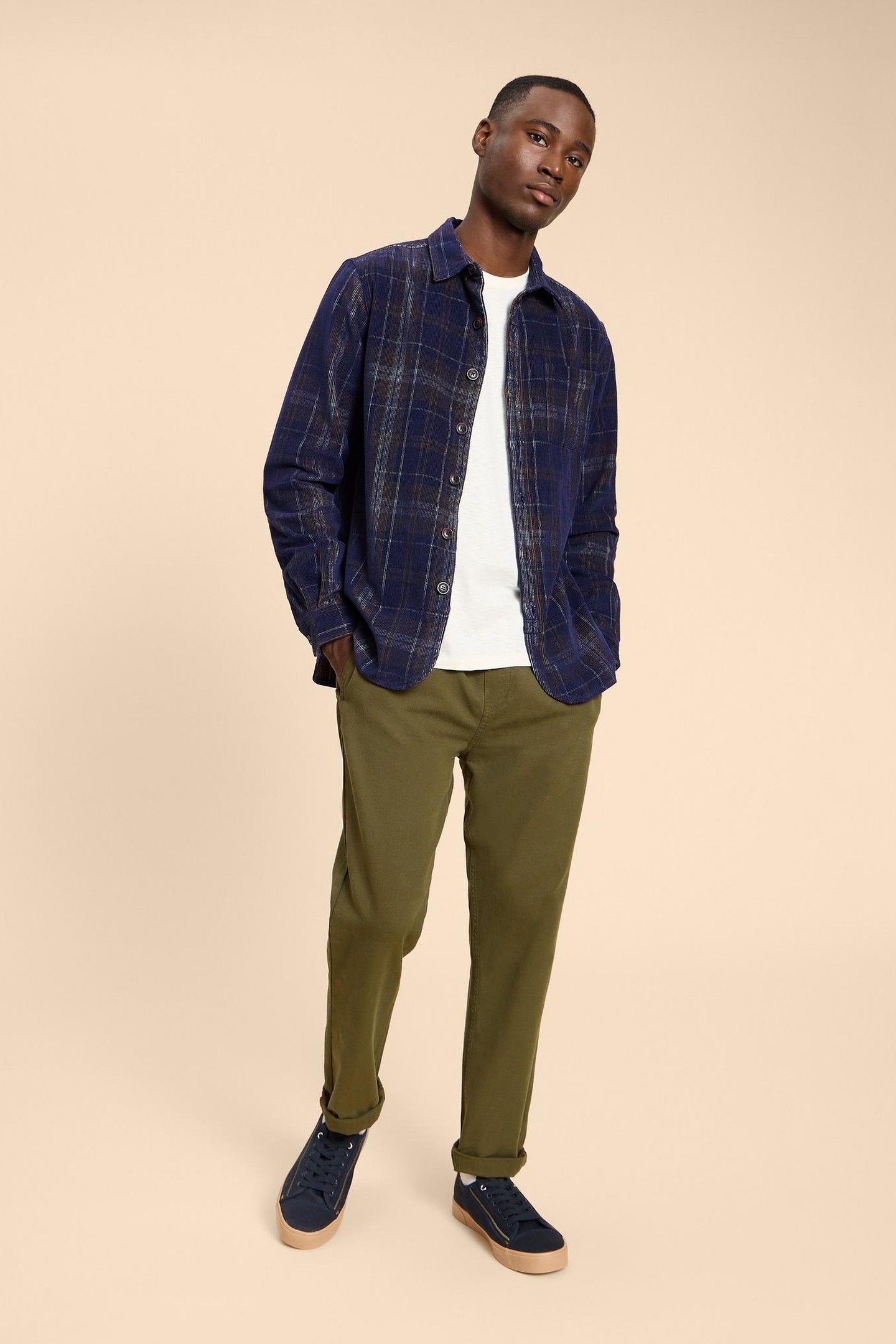 WHITWICK CORD CHECK SHIRT DARK NAVY 4