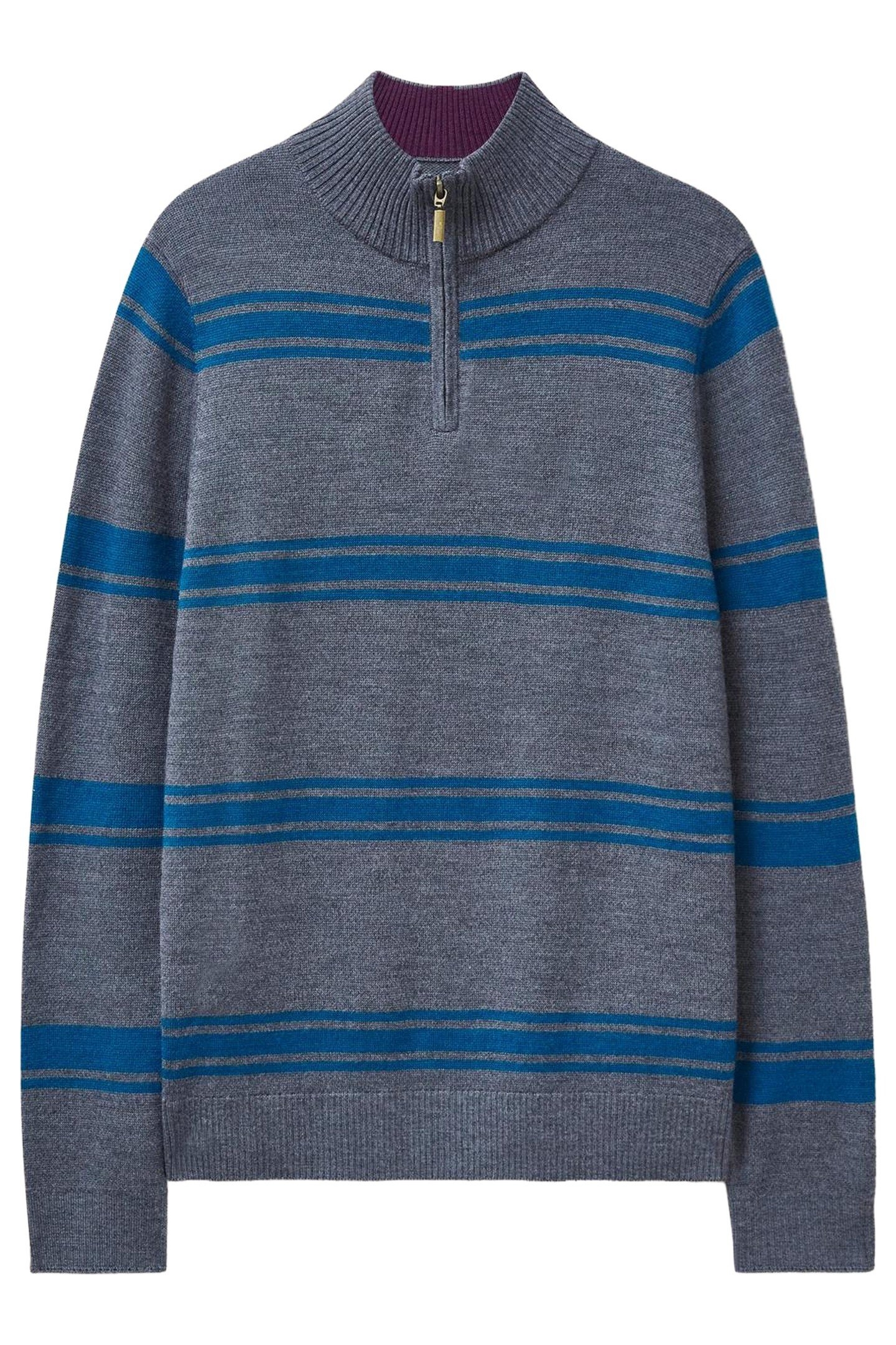 NEWPORT MERINO STRIPE FUNNEL CHARCOAL GREY 2