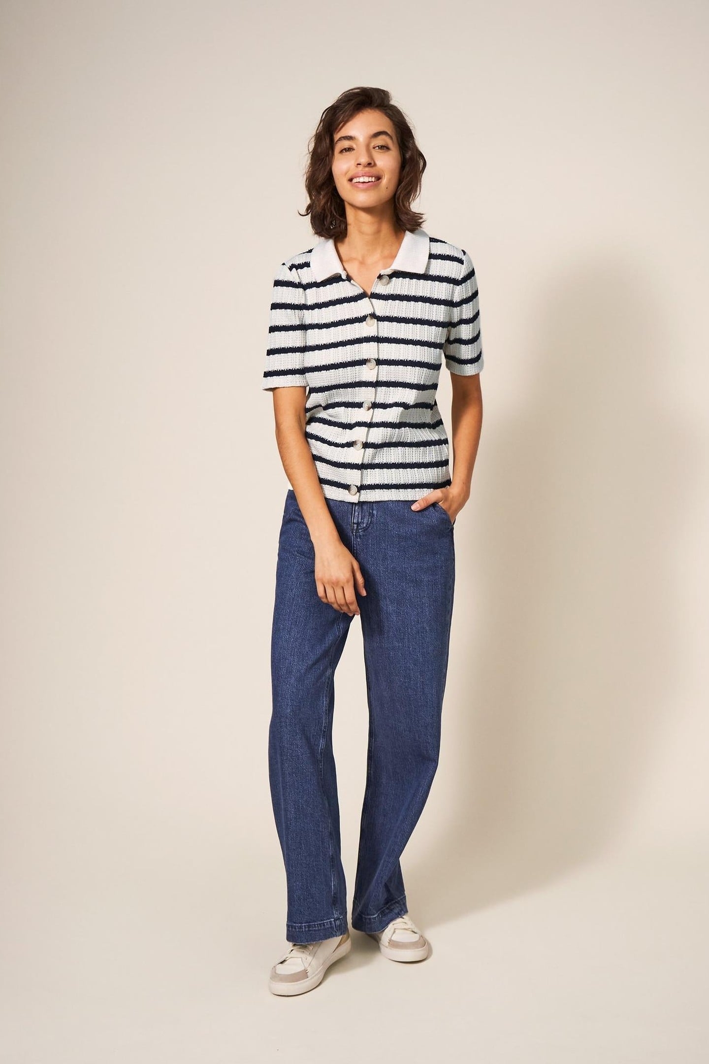 STRIPE COLLAR TOP BLACK MULTI 2