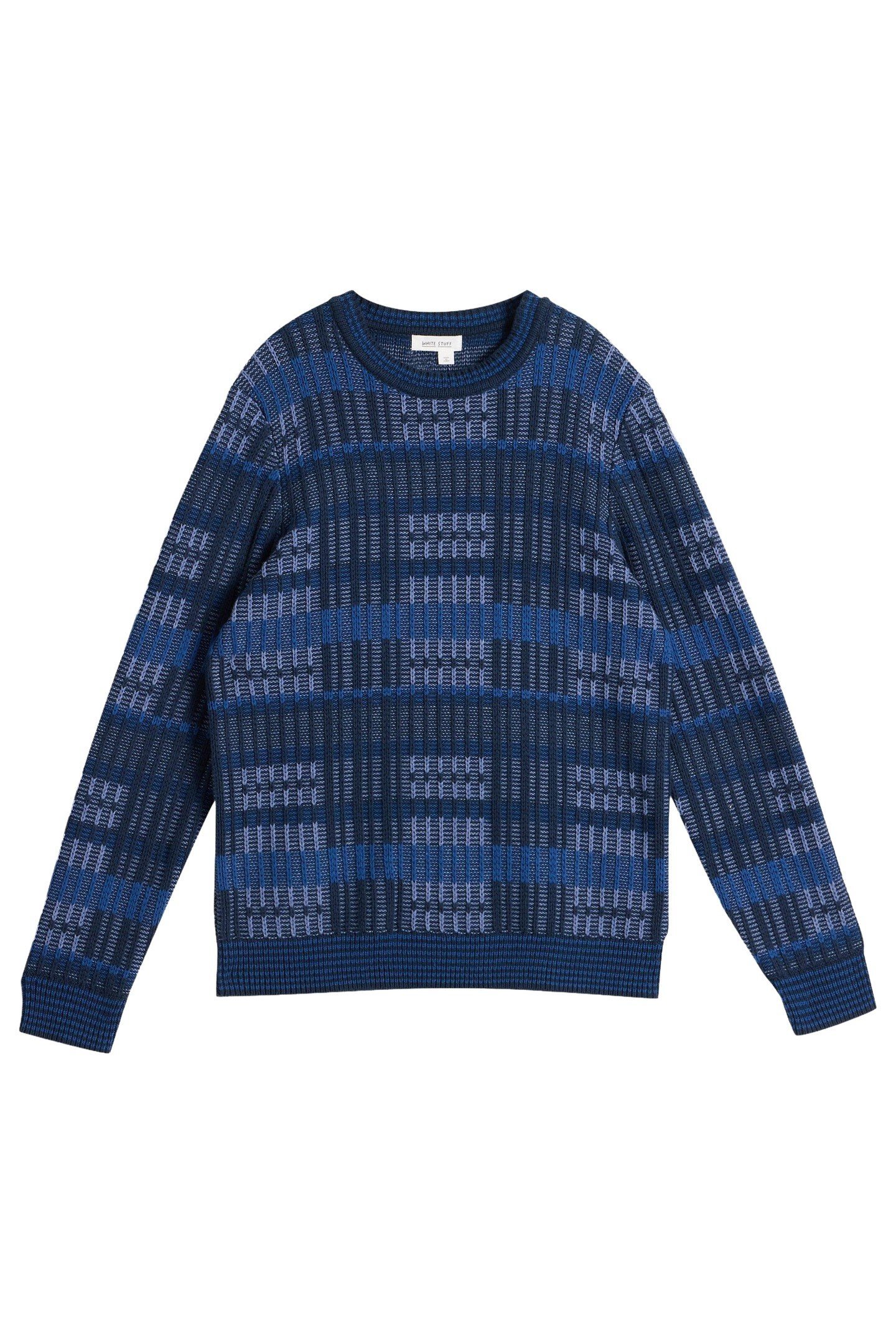 PATCHWORK TEXTURED CREW BLUE MULTI 2