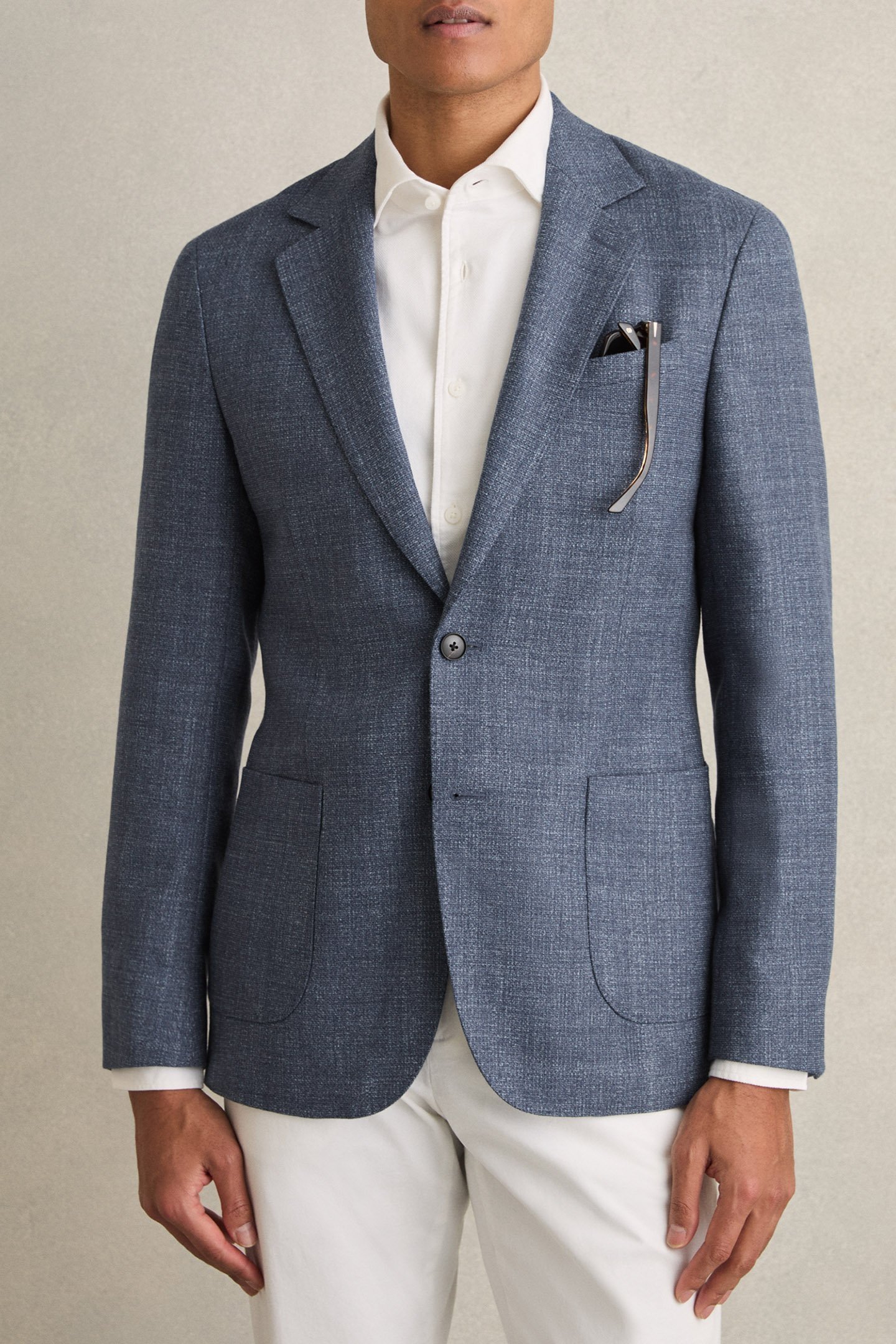 SB 2B NOTCH TEXTURED BLAZER BLUE 1