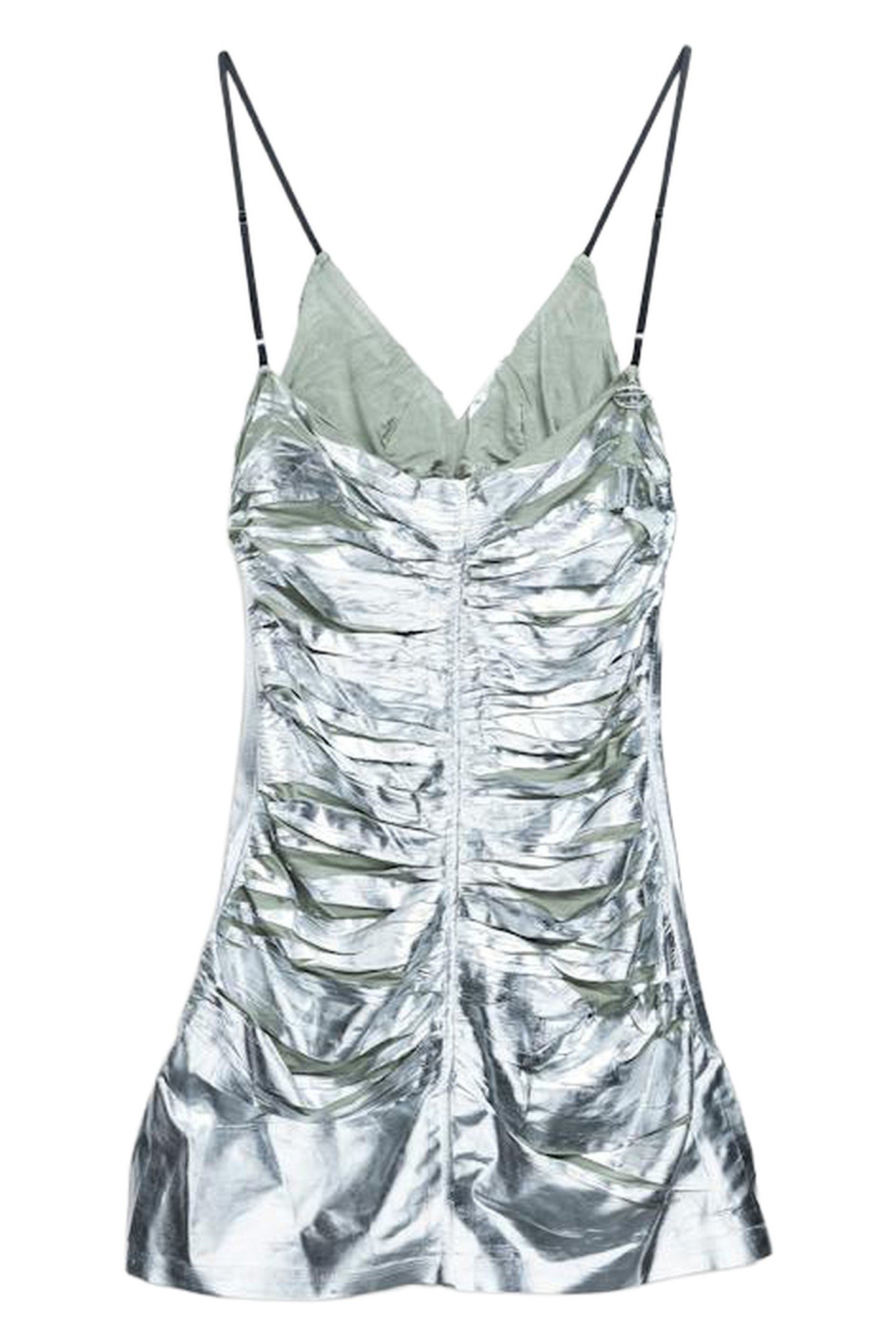 DIESEL – D-IAMANTE GATHERED MINI DRESS SILVER 2