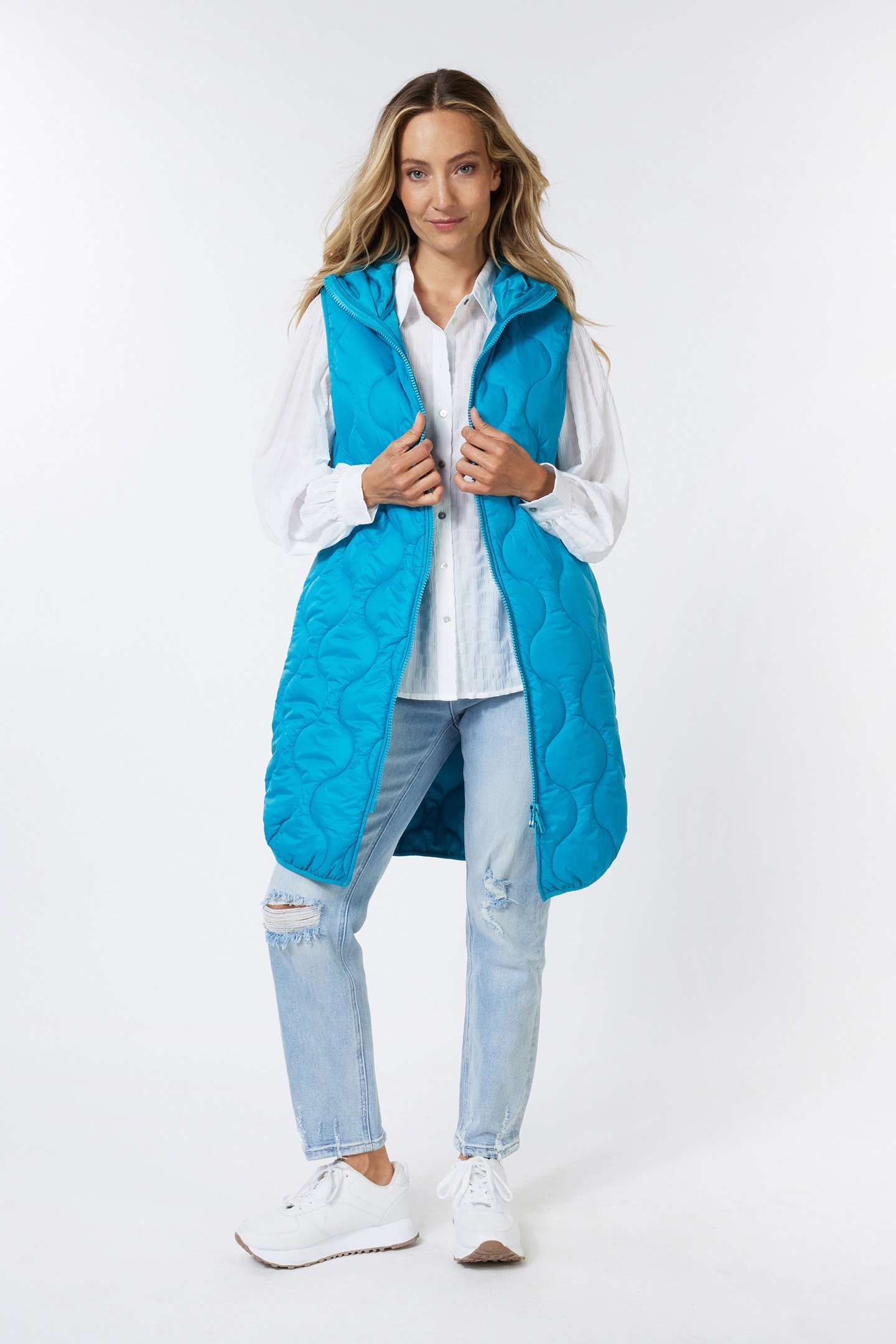 BODYWARMER QUILTED LONG PETROL 2