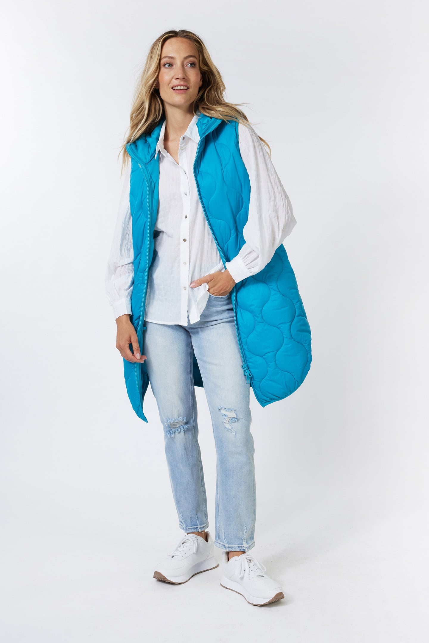 BODYWARMER QUILTED LONG PETROL 3