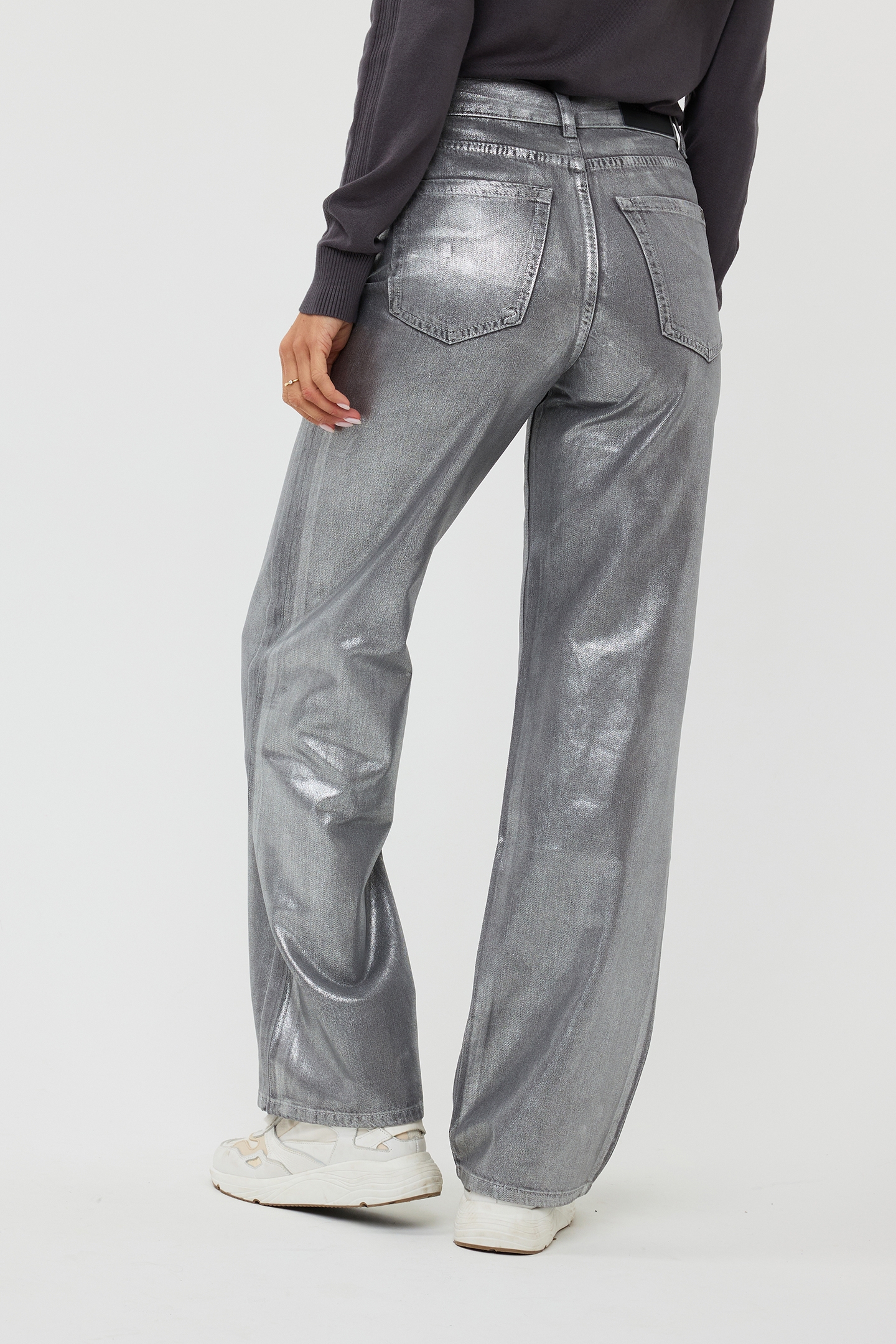 TROUSERS JEANS METALLIC COATED DARK GREY 3
