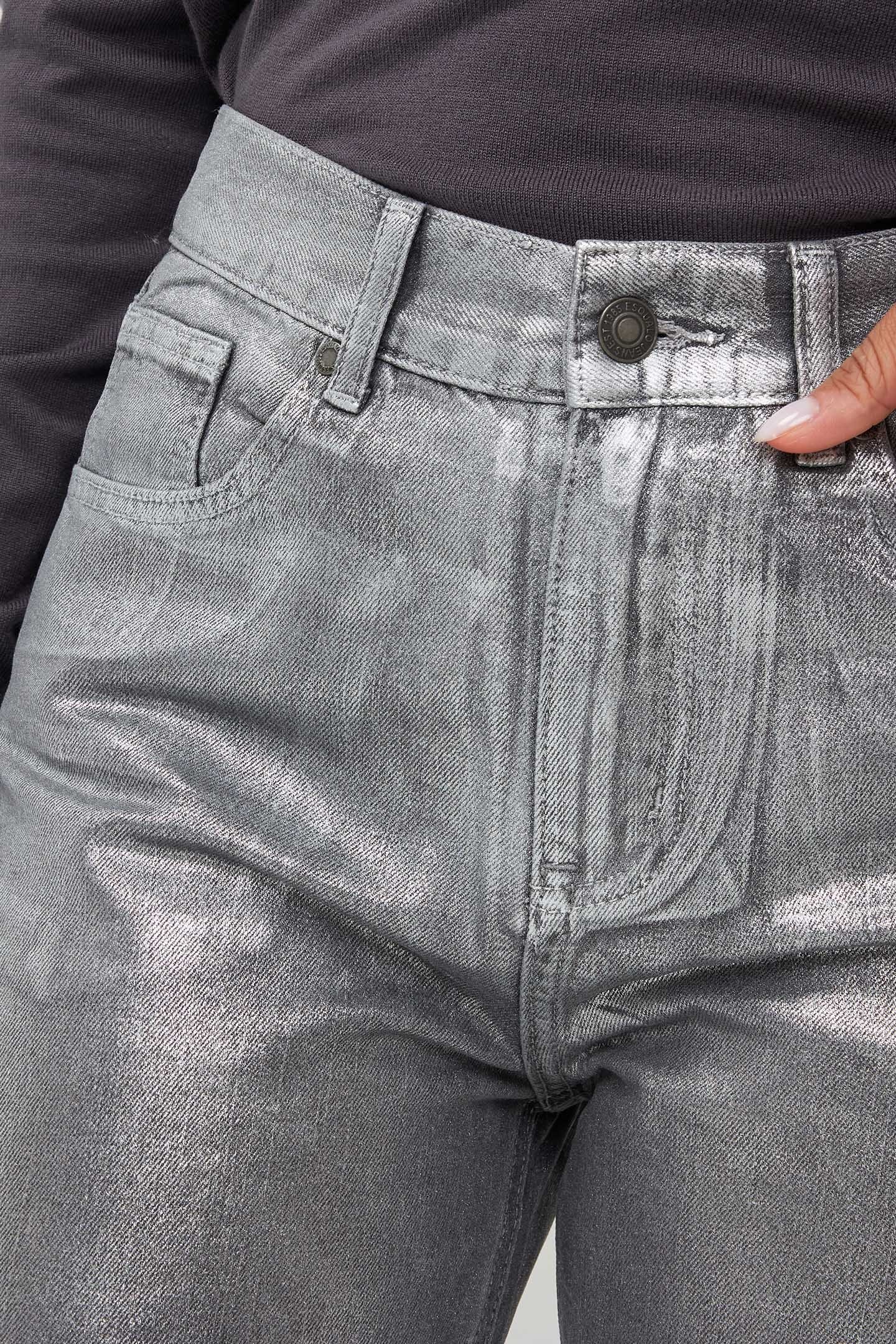 TROUSERS JEANS METALLIC COATED DARK GREY 6