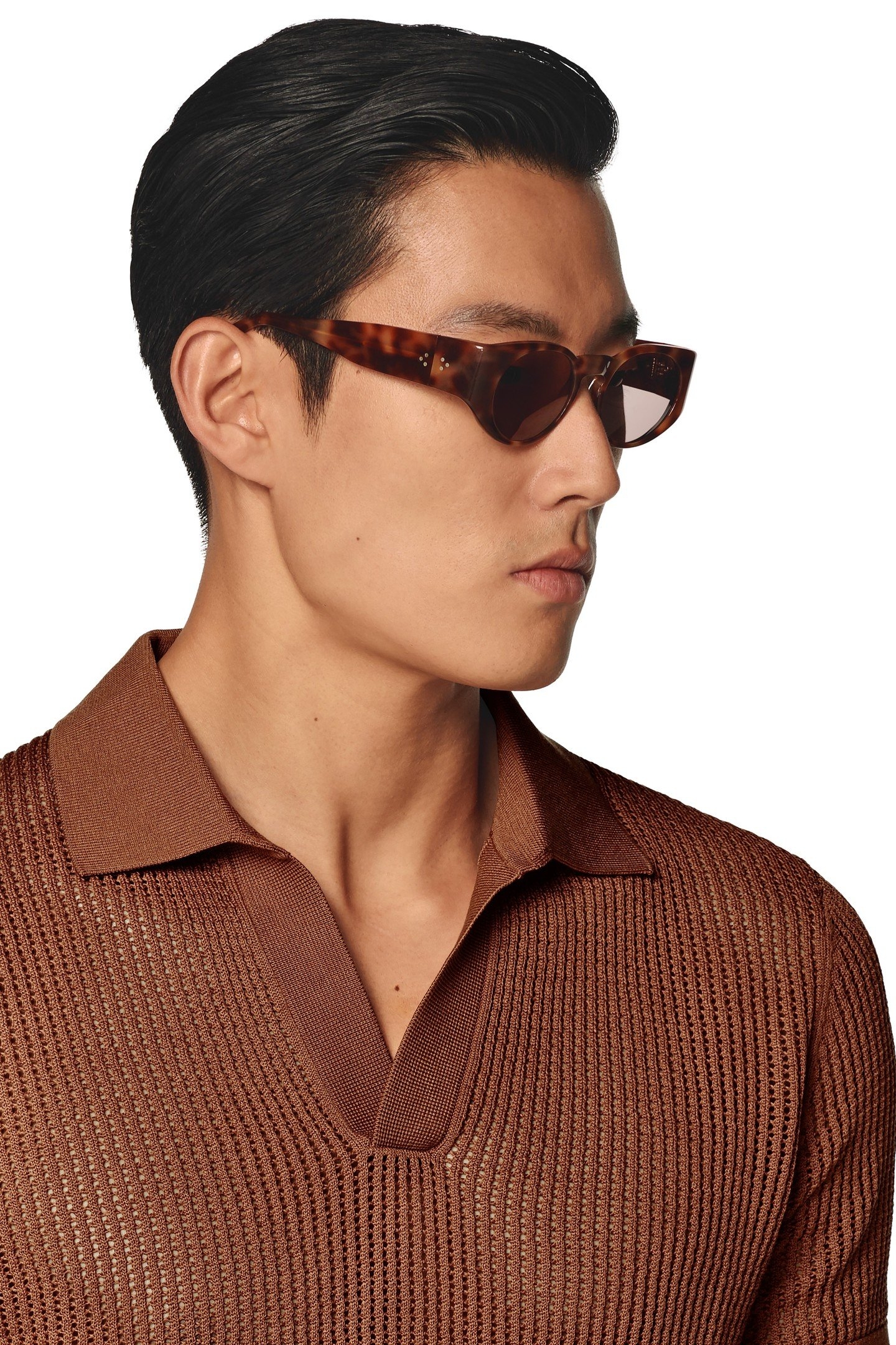 SS BUTTONLESS POLO CROCHET RUST DARK ORANGE 5