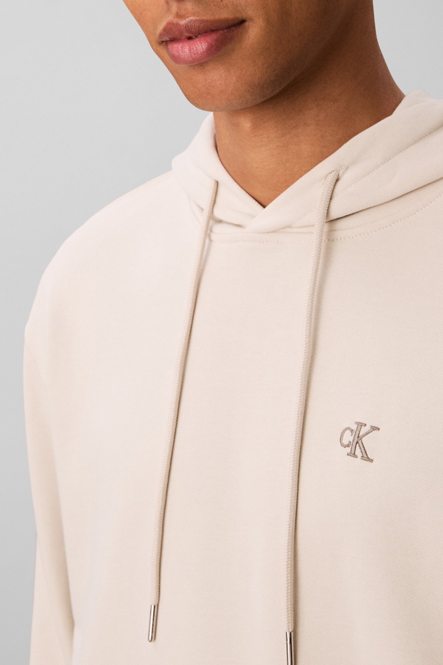 LONGSLEEVE TERRY MONOGRAM HOODIE CHALK 5