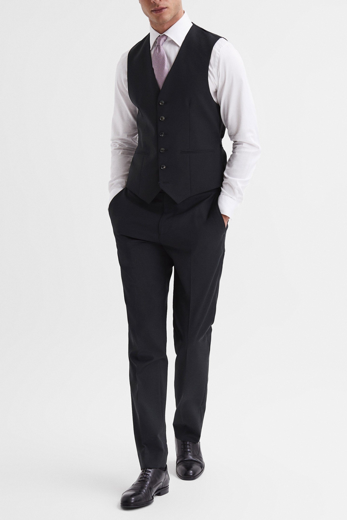 TRAVEL PLAIN WEAVE MODERN WAISTCOAT NAVY 3