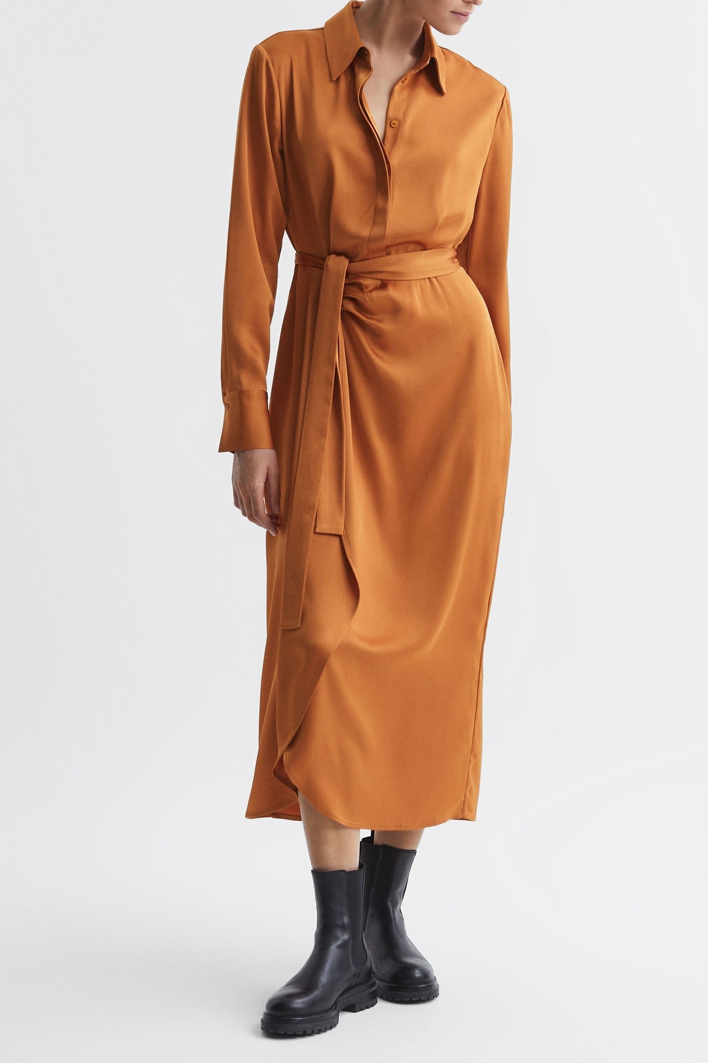 SHIRT MIDI DRESS RUST 1