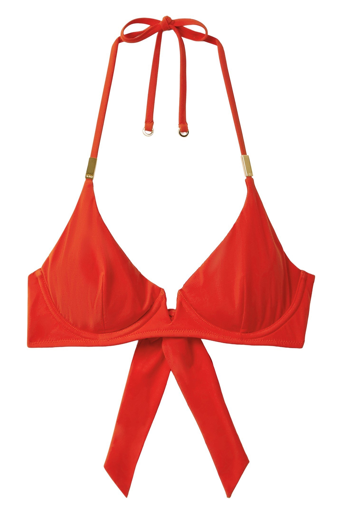 UNDERWIRE HALTER BIKINI TOP RED 3