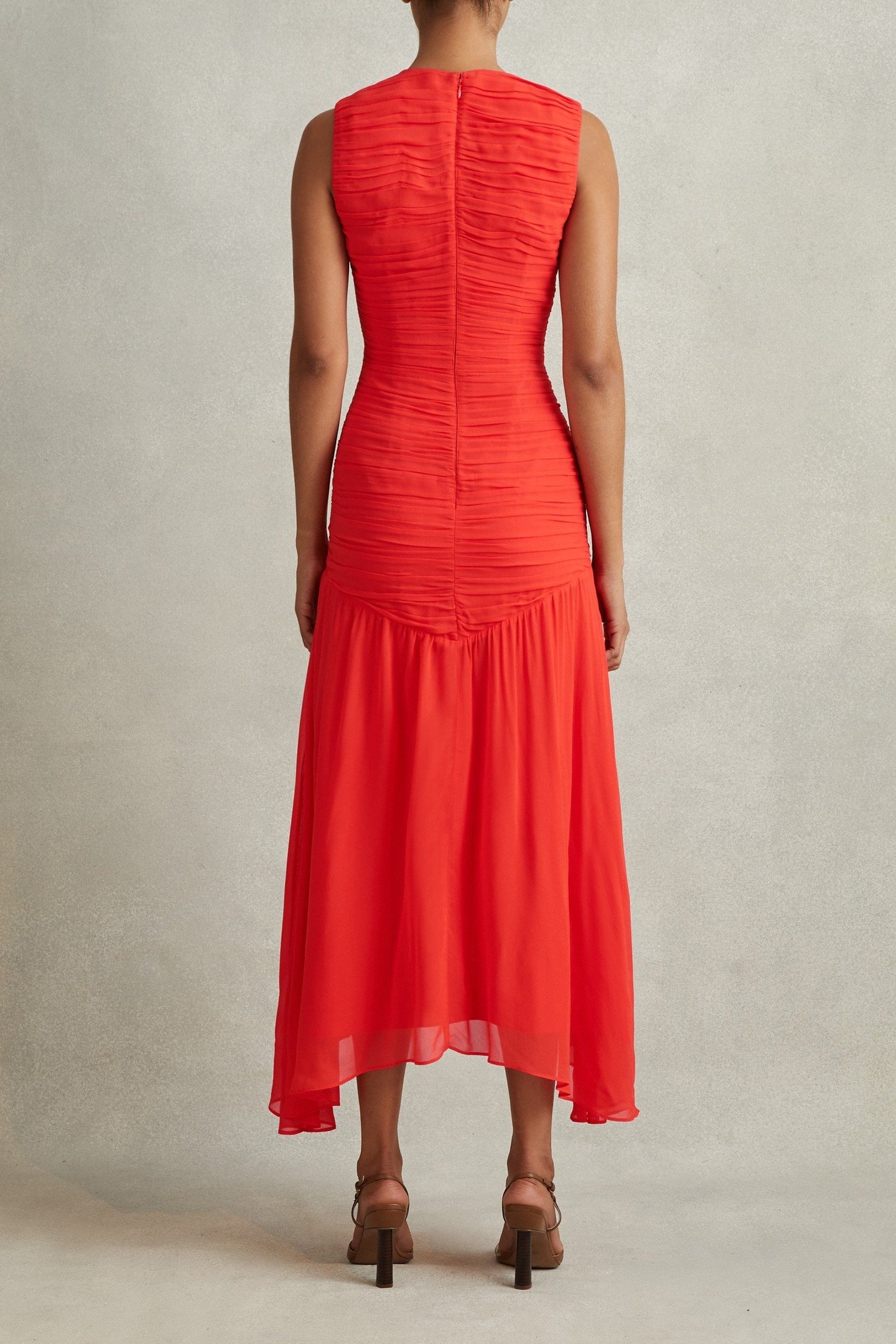 RUCHED BODYCON DRESS CORAL 3