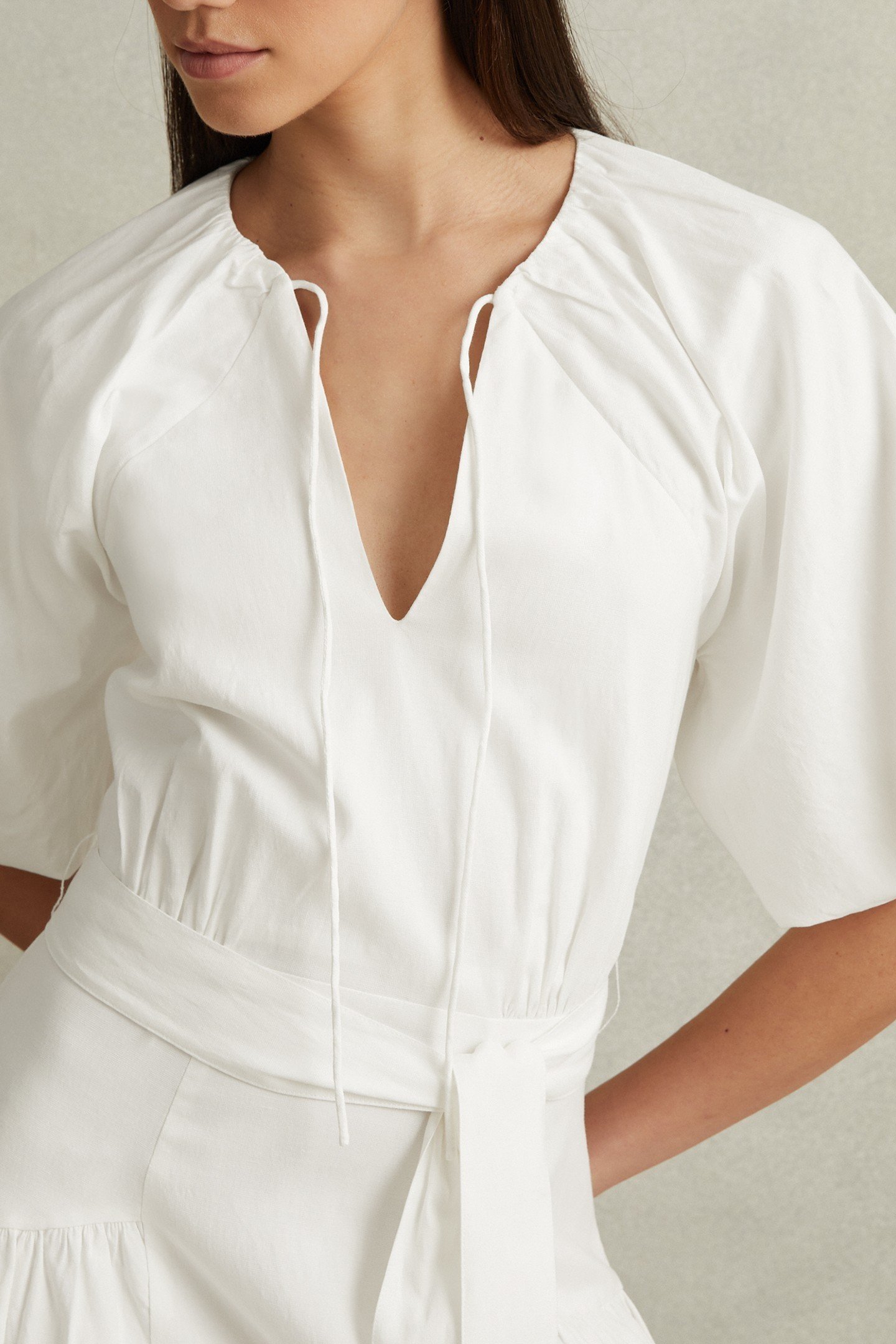 COTTON PUFF SLEEVE DRESS WHITE 2