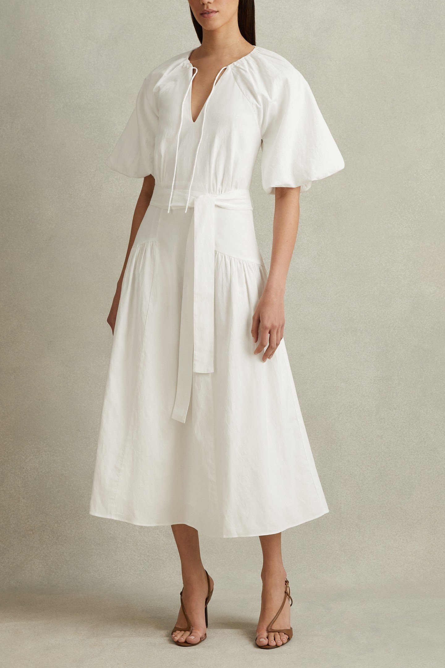COTTON PUFF SLEEVE DRESS WHITE 3