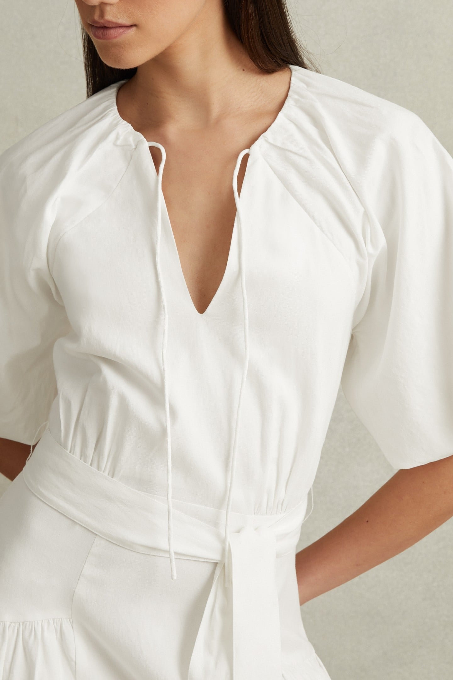 COTTON PUFF SLEEVE DRESS WHITE 4