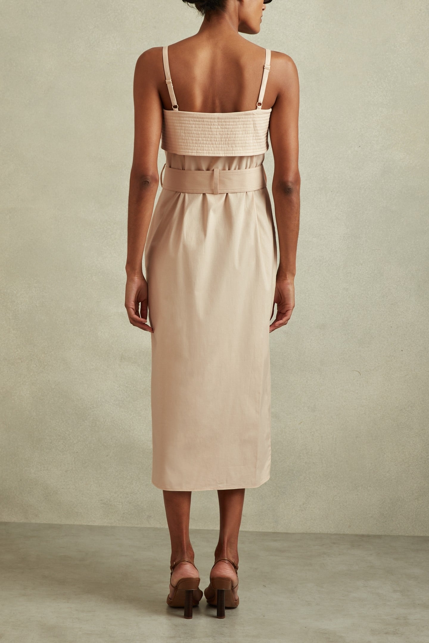 COTTON CARGO MIDI DRESS STONE 2