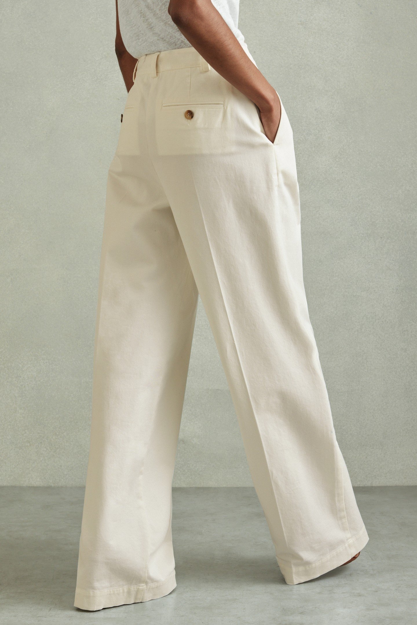 WIDE LEG PLEAT FRONT COTTON TROUSER WHITE 3